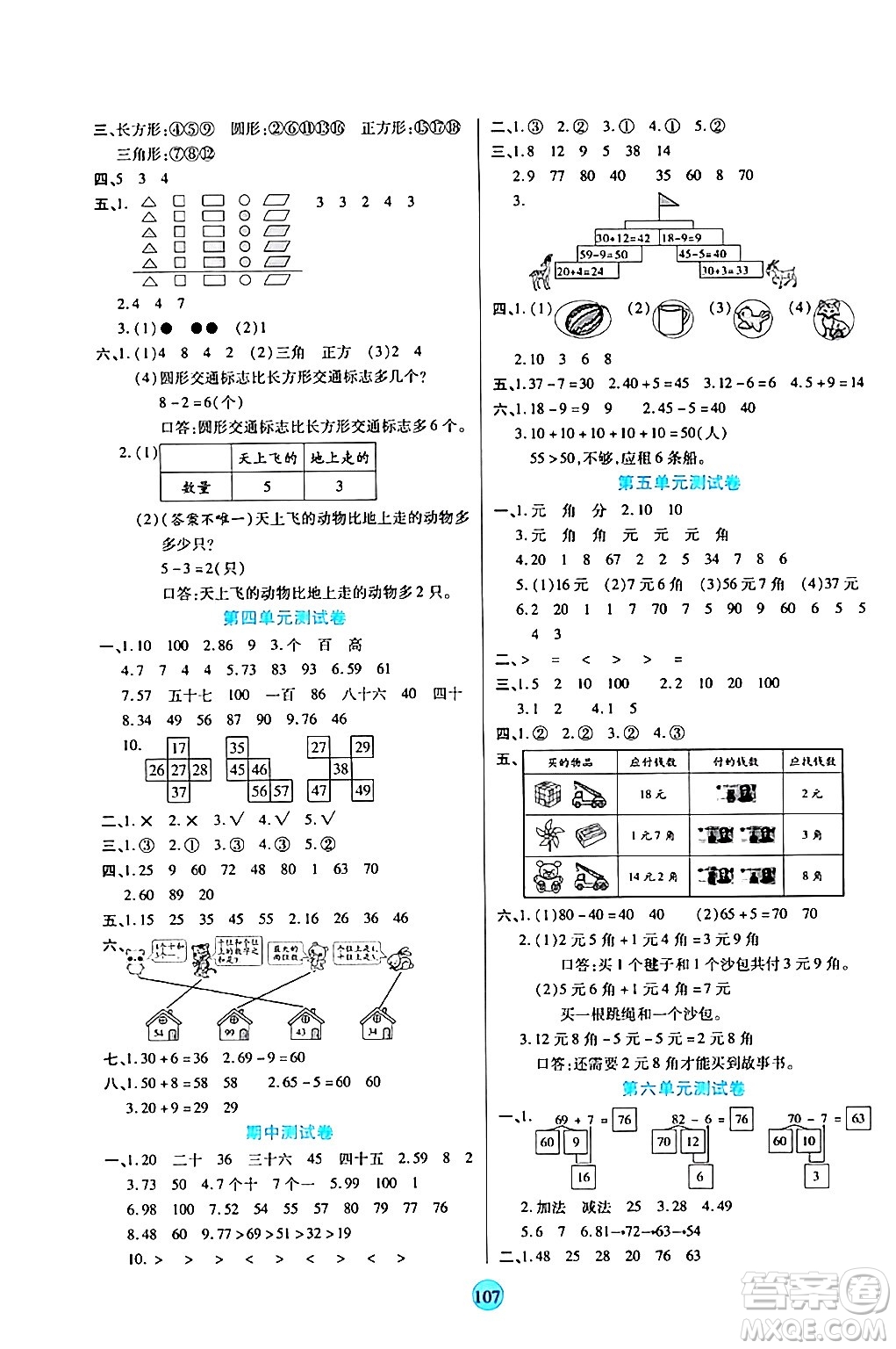 天津科學(xué)技術(shù)出版社2024年春云頂課堂一年級(jí)數(shù)學(xué)下冊(cè)人教版答案