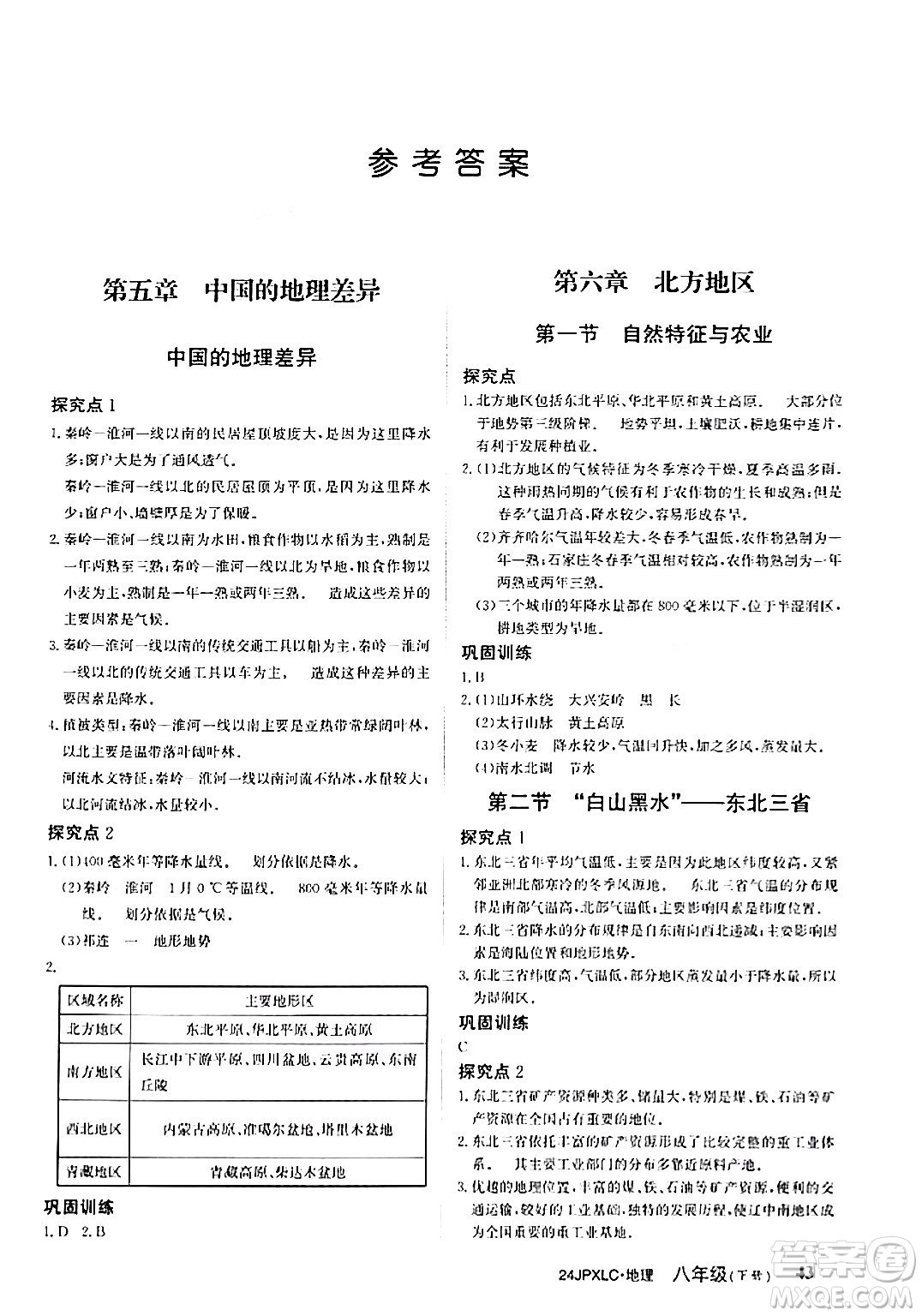 江西高校出版社2024年春金牌學(xué)練測創(chuàng)新作業(yè)設(shè)計(jì)八年級(jí)地理下冊(cè)通用版答案