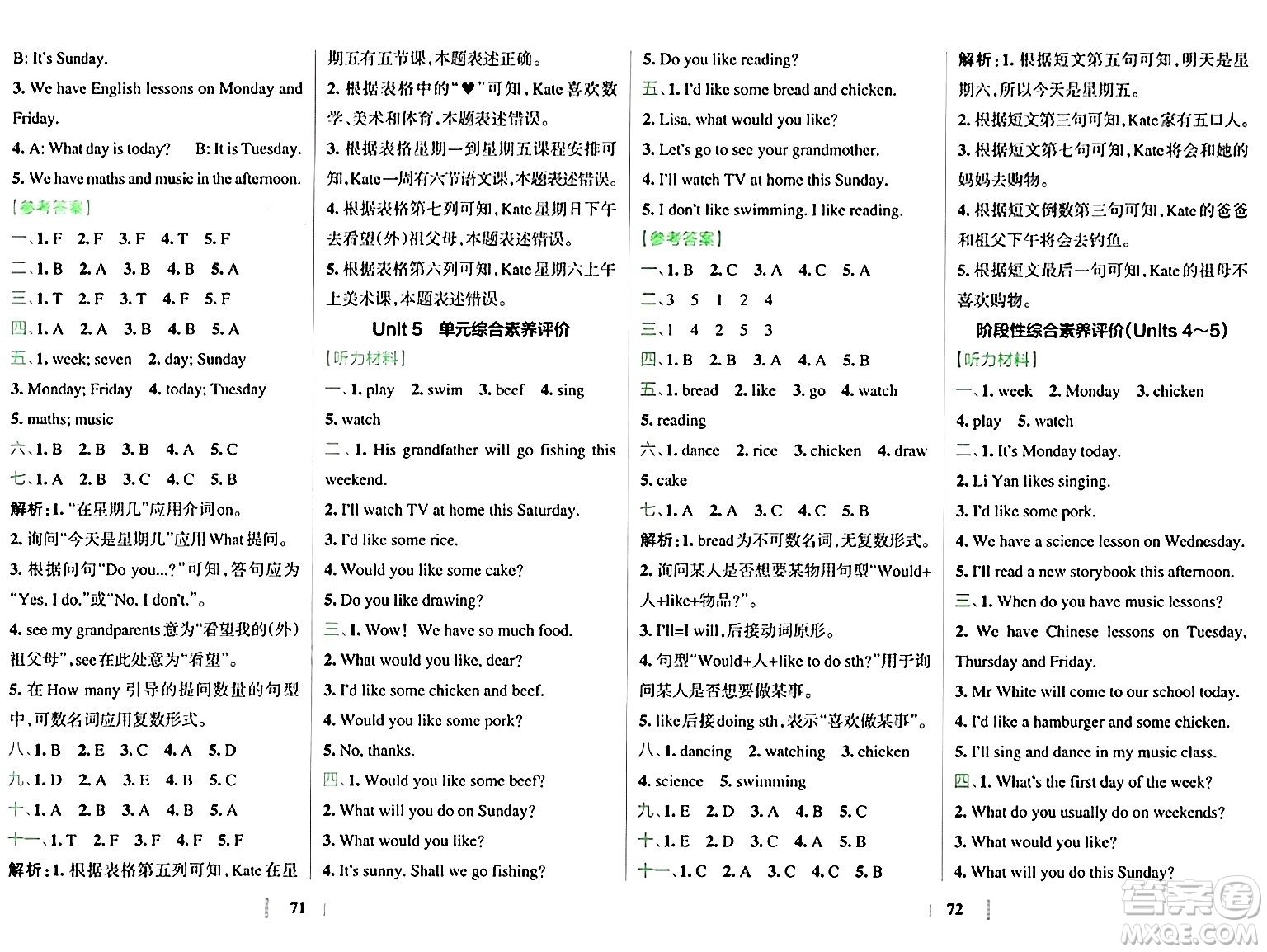 陜西師范大學(xué)出版總社有限公司2024年春小學(xué)學(xué)霸沖A卷四年級(jí)英語(yǔ)下冊(cè)人教版答案