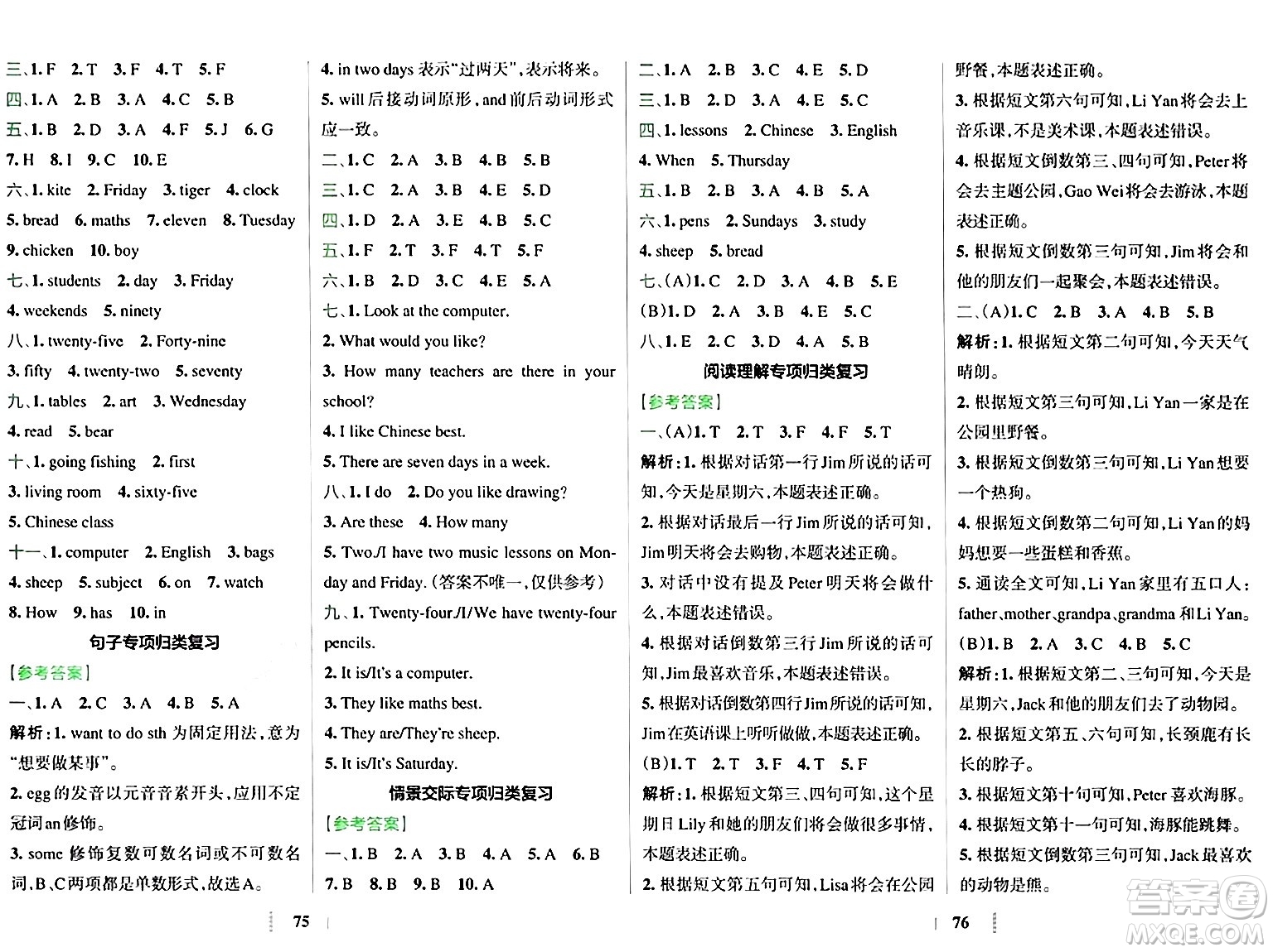 陜西師范大學(xué)出版總社有限公司2024年春小學(xué)學(xué)霸沖A卷四年級(jí)英語(yǔ)下冊(cè)人教版答案