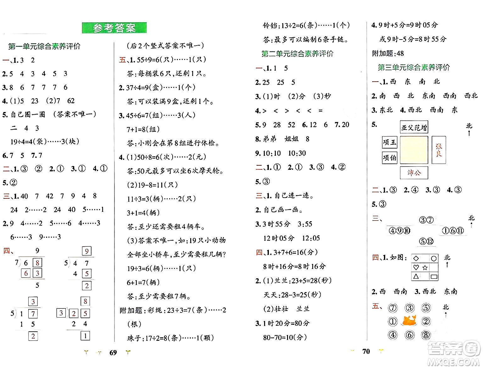 陜西師范大學(xué)出版總社有限公司2024年春小學(xué)學(xué)霸沖A卷二年級(jí)數(shù)學(xué)下冊蘇教版答案