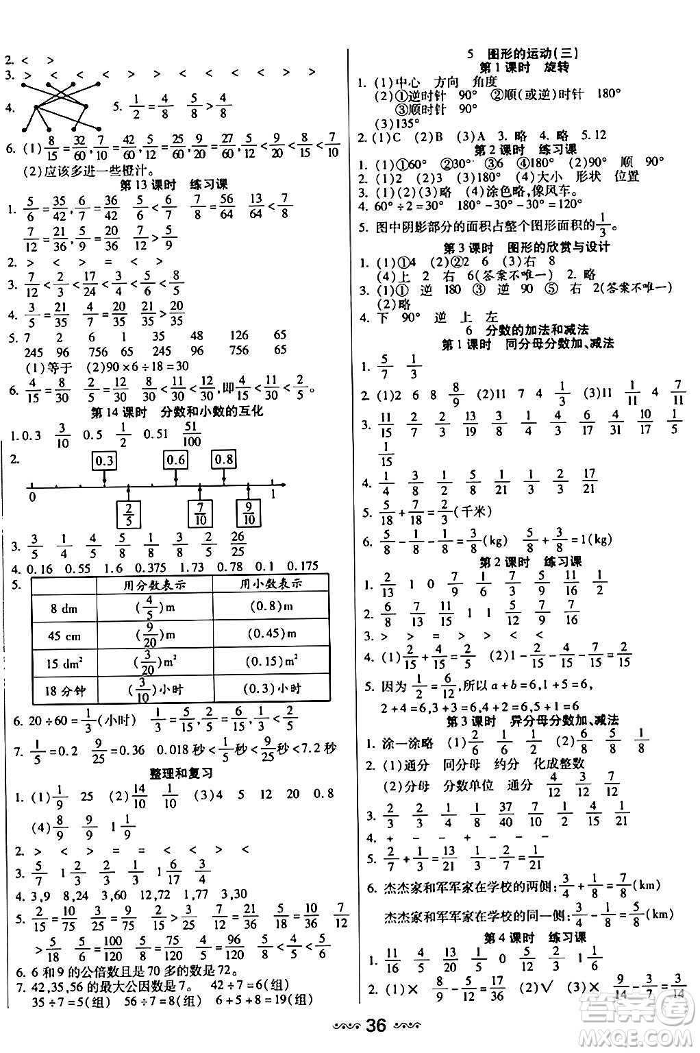 河北少年兒童出版社出版社2024年春輕松練一線課堂五年級(jí)數(shù)學(xué)下冊(cè)人教版答案