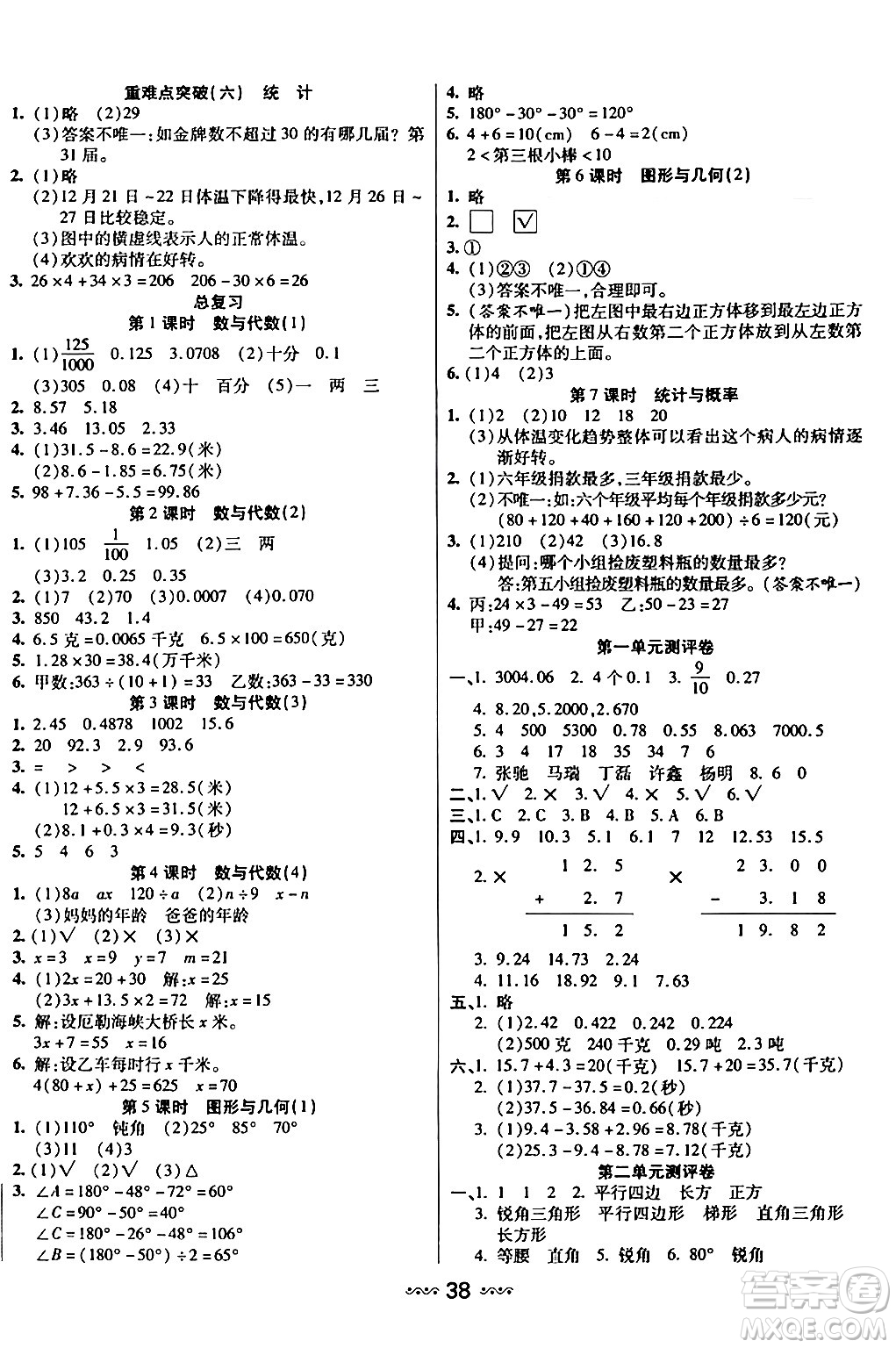 河北少年兒童出版社出版社2024年春輕松練一線課堂四年級數(shù)學(xué)下冊北師大版答案