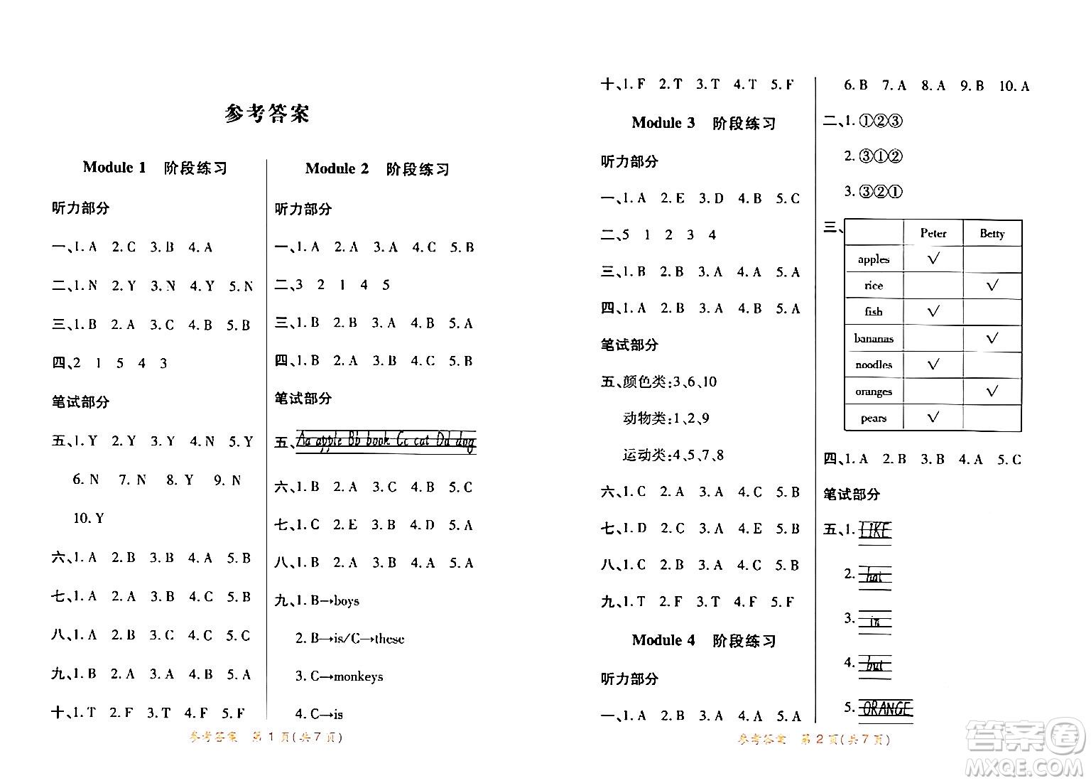 陜西師范大學(xué)出版總社有限公司2024年春黃岡同步練一日一練三年級(jí)英語(yǔ)下冊(cè)外研版三起點(diǎn)答案