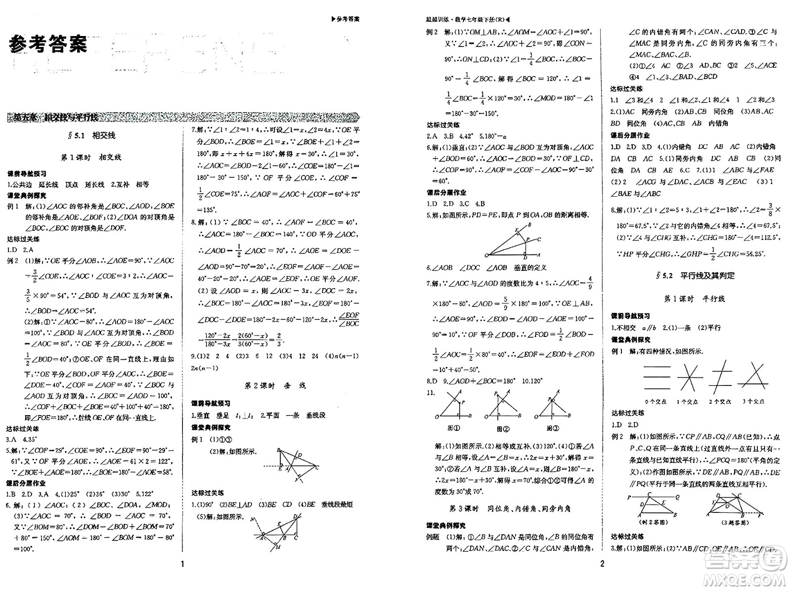 內(nèi)蒙古大學出版社2024年春超越訓練七年級數(shù)學下冊人教版答案