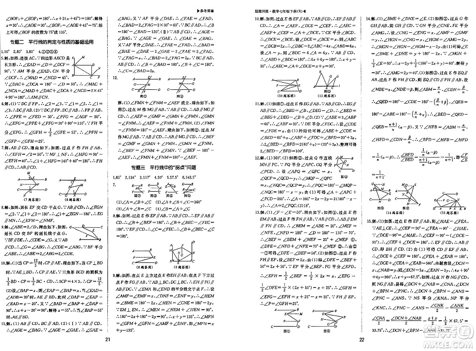 內(nèi)蒙古大學出版社2024年春超越訓練七年級數(shù)學下冊人教版答案