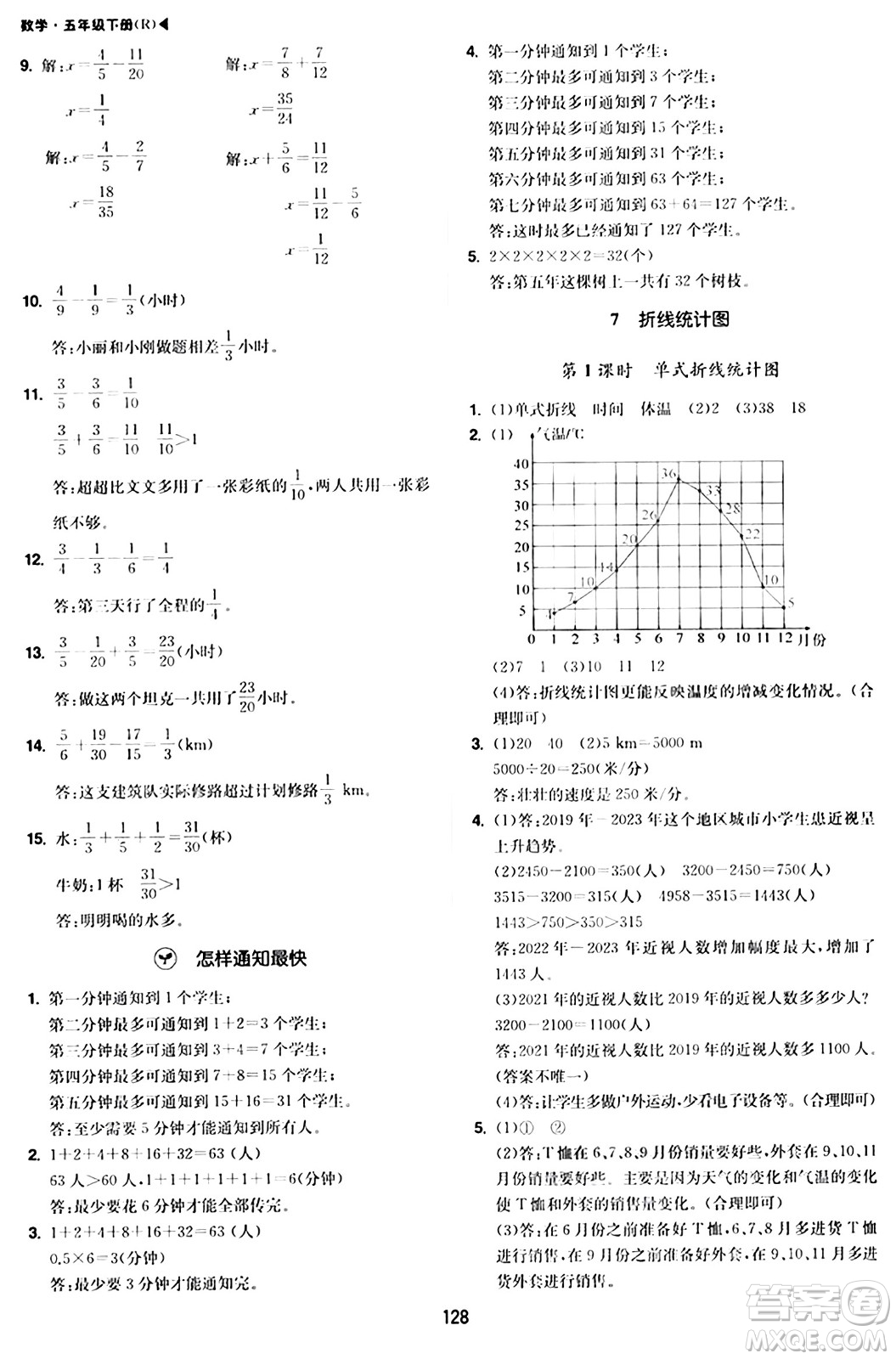 內(nèi)蒙古大學出版社2024年春超越訓練五年級數(shù)學下冊人教版答案