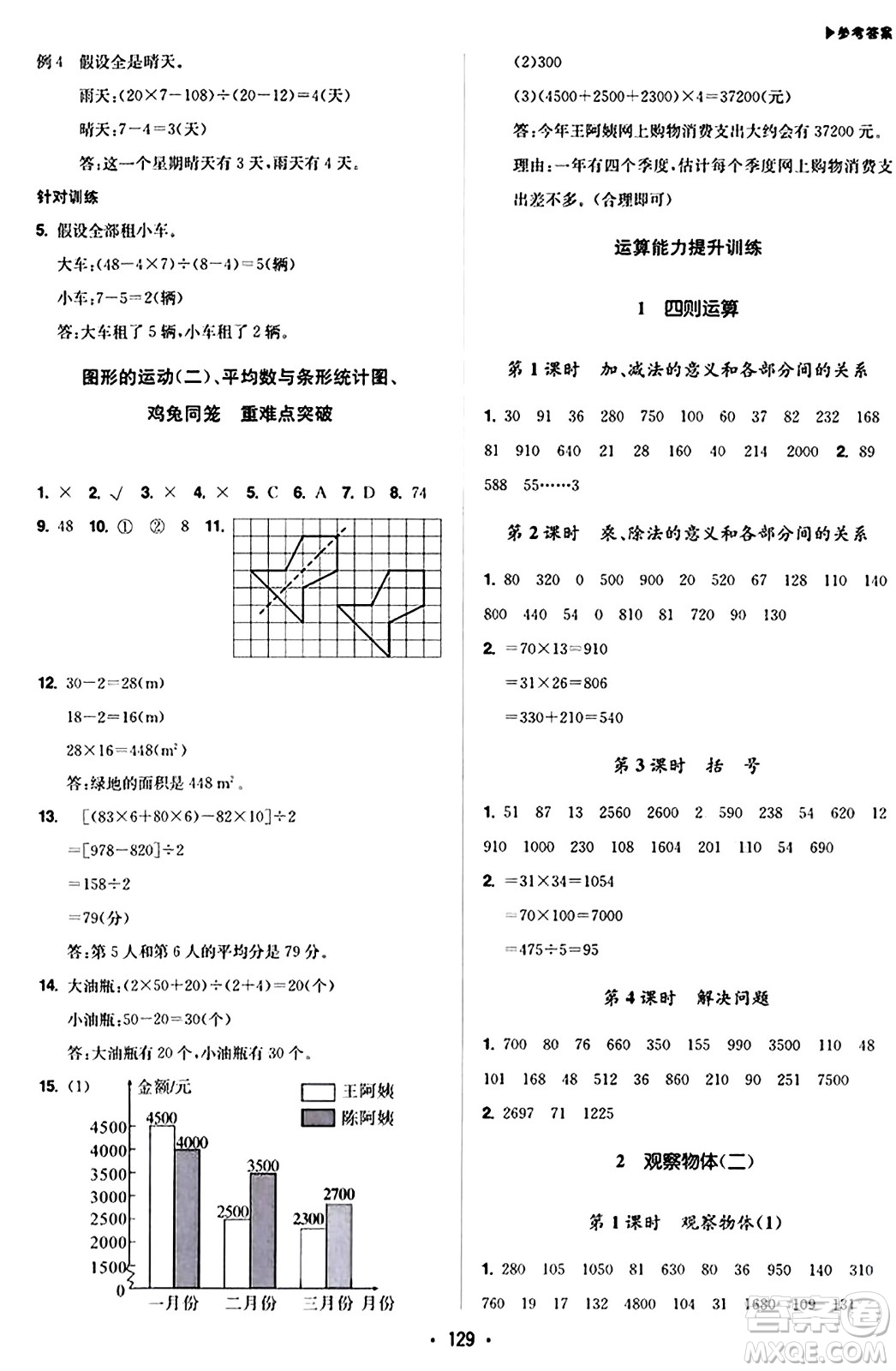 內(nèi)蒙古大學(xué)出版社2024年春超越訓(xùn)練四年級(jí)數(shù)學(xué)下冊(cè)人教版答案