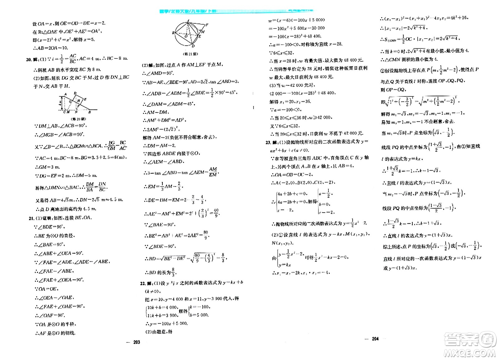 安徽教育出版社2024年春新編基礎(chǔ)訓(xùn)練九年級數(shù)學(xué)下冊北師大版答案