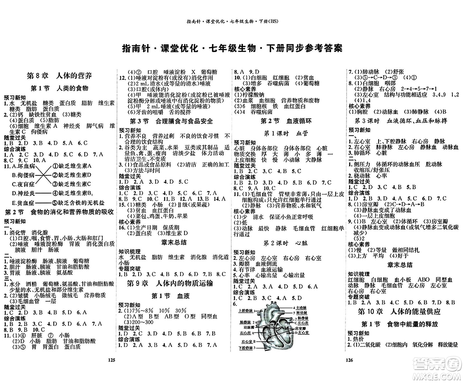 吉林教育出版社2024年春指南針課堂優(yōu)化七年級(jí)生物下冊(cè)北師大版答案