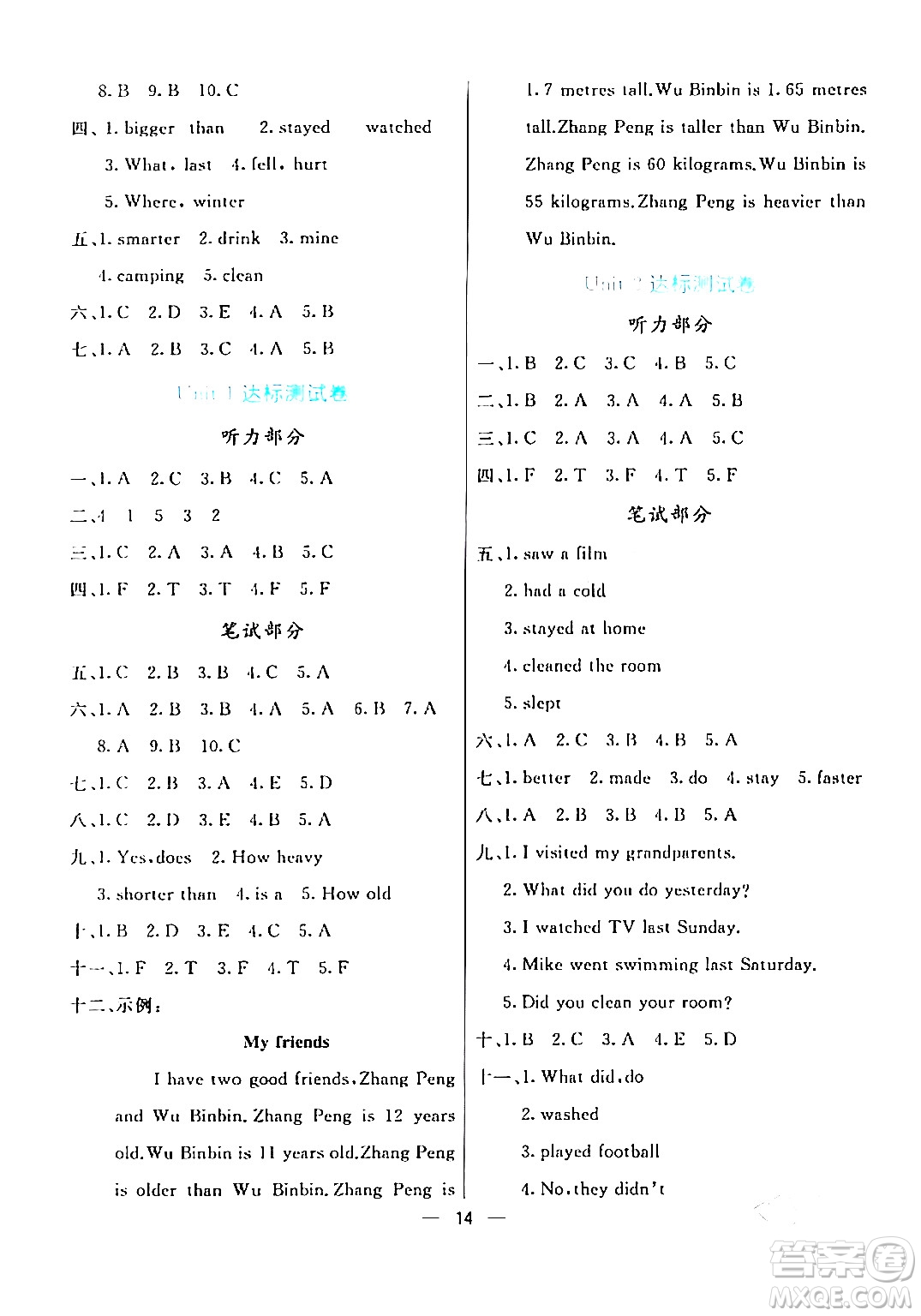 陽(yáng)光出版社2024年春亮點(diǎn)激活提優(yōu)天天練六年級(jí)英語(yǔ)下冊(cè)人教版答案