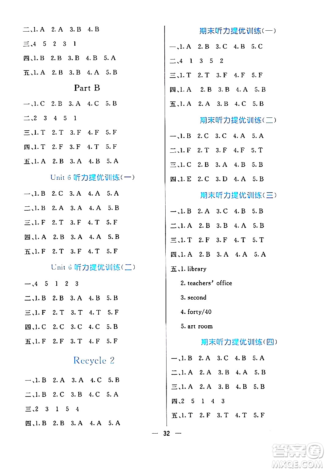 陽(yáng)光出版社2024年春亮點(diǎn)激活提優(yōu)天天練四年級(jí)英語(yǔ)下冊(cè)人教版山東專版答案