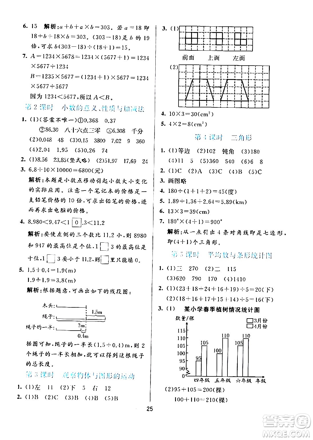 陽光出版社2024年春亮點激活提優(yōu)天天練四年級數(shù)學(xué)下冊人教版山東專版答案