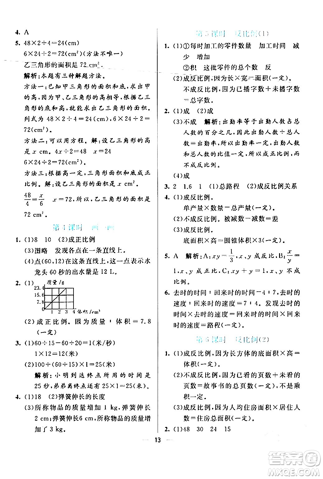 陽光出版社2024年春亮點激活提優(yōu)天天練六年級數學下冊北師大版答案