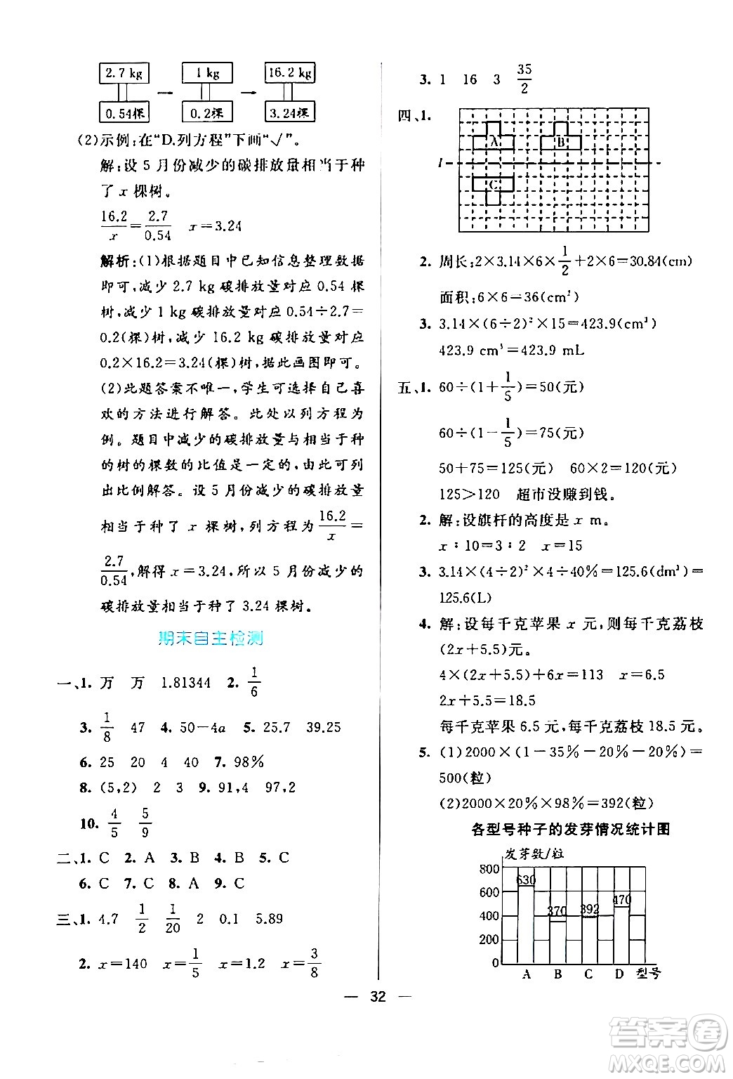 陽光出版社2024年春亮點激活提優(yōu)天天練六年級數學下冊北師大版答案