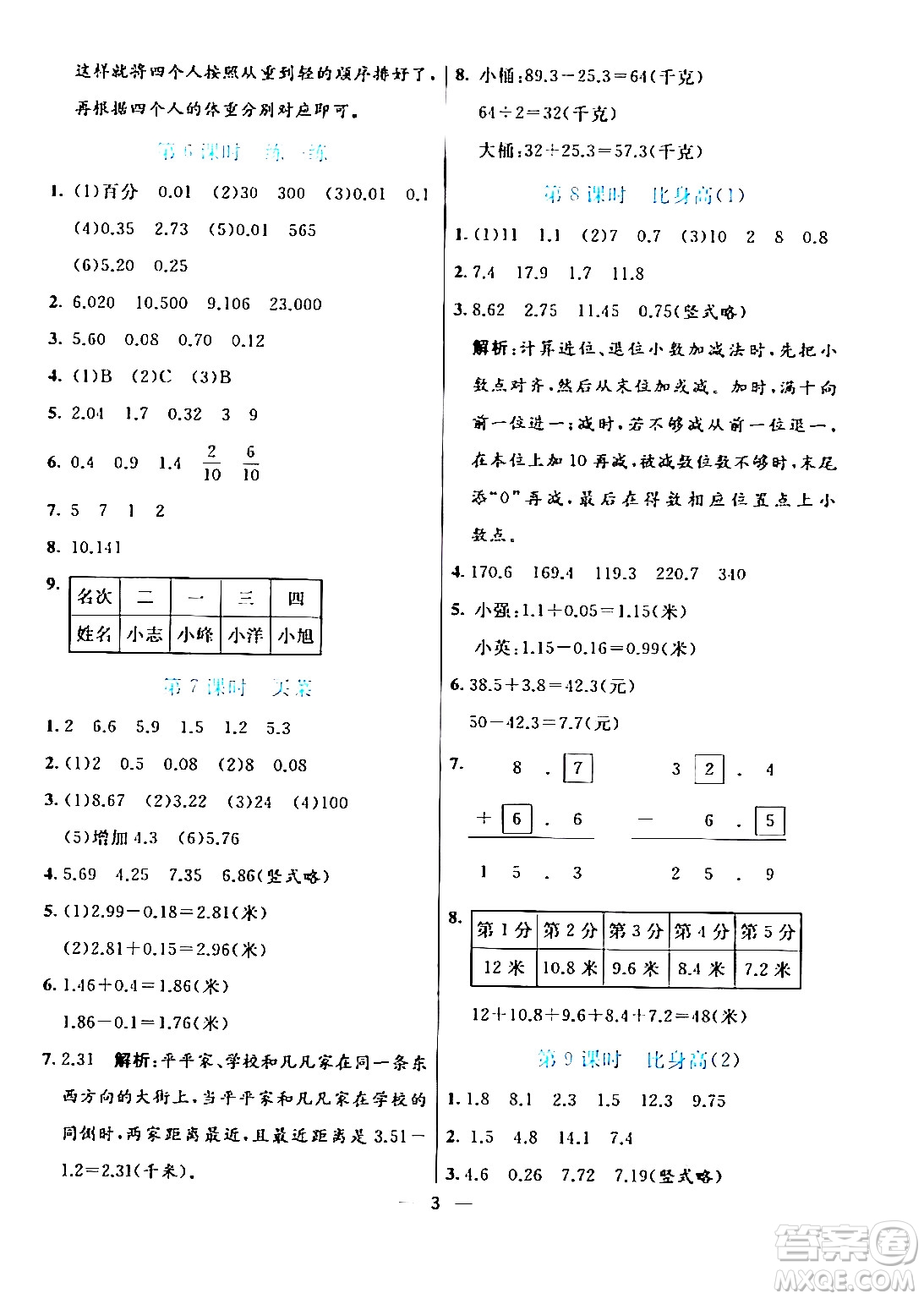 陽光出版社2024年春亮點激活提優(yōu)天天練四年級數(shù)學(xué)下冊北師大版答案