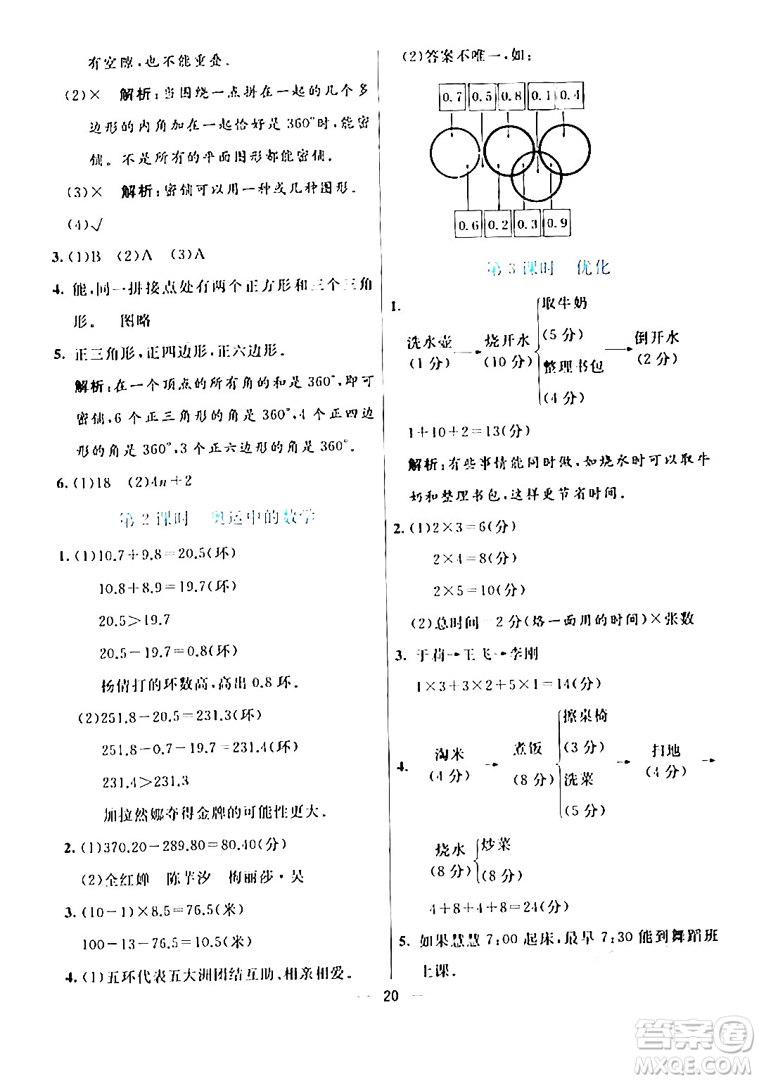 陽光出版社2024年春亮點激活提優(yōu)天天練四年級數(shù)學(xué)下冊北師大版答案