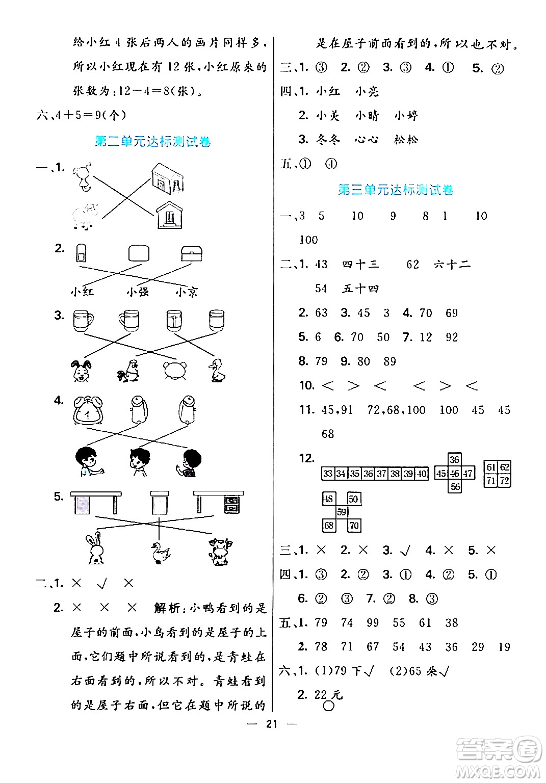 陽光出版社2024年春亮點(diǎn)激活提優(yōu)天天練一年級數(shù)學(xué)下冊北師大版答案