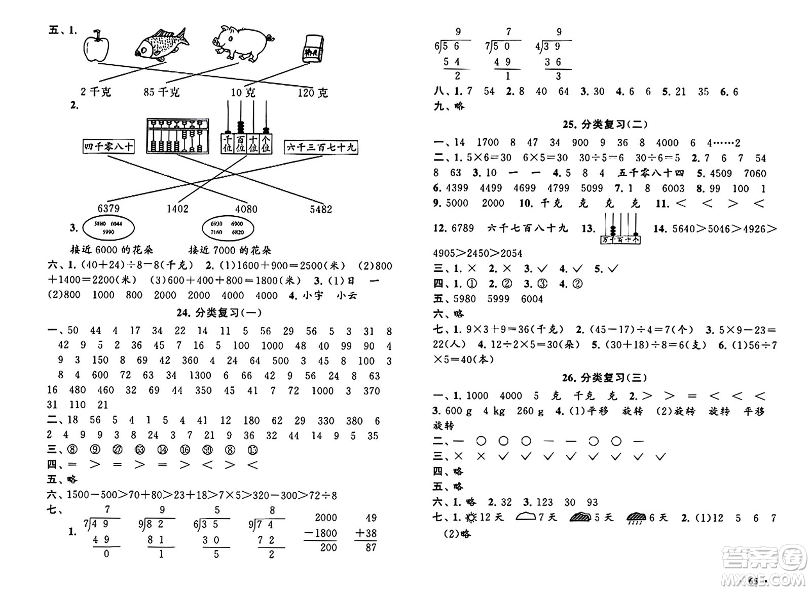 黃山書社2024年春啟東黃岡大試卷二年級數(shù)學(xué)下冊人教版答案