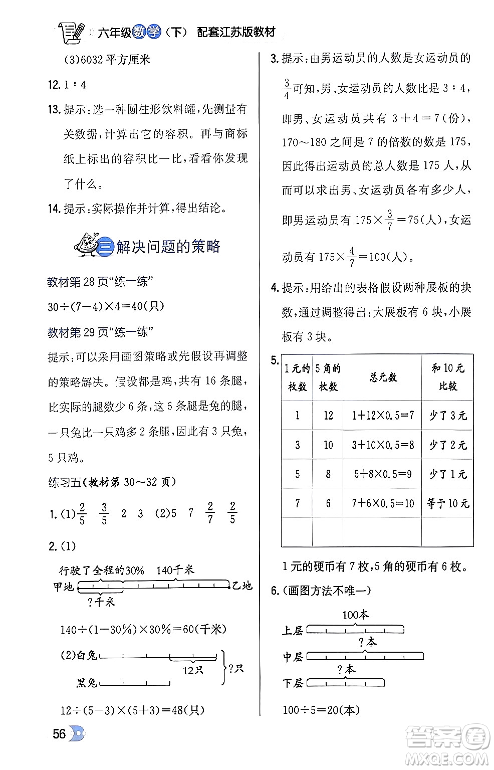 遼海出版社2024年春解透教材六年級數(shù)學(xué)下冊江蘇版答案