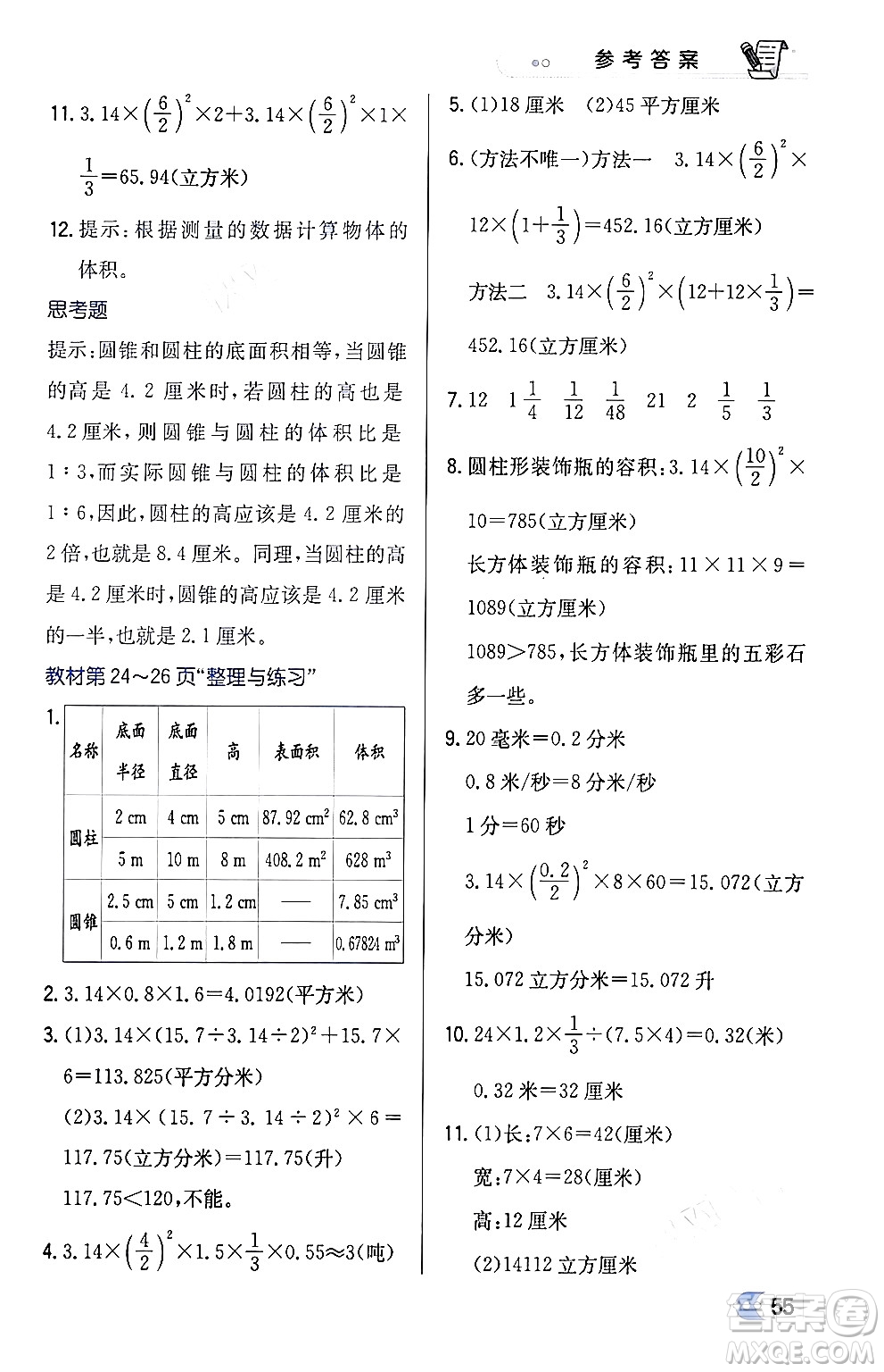 遼海出版社2024年春解透教材六年級數(shù)學(xué)下冊江蘇版答案