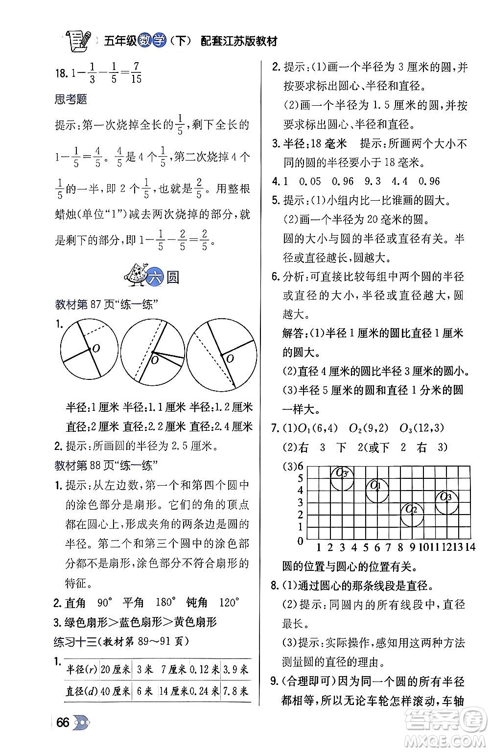 遼海出版社2024年春解透教材五年級數(shù)學(xué)下冊江蘇版答案