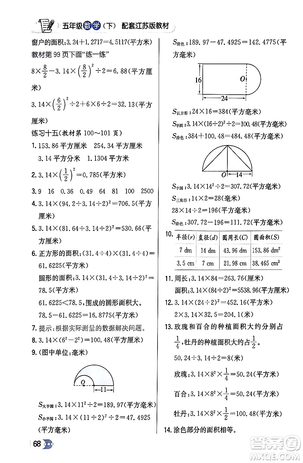 遼海出版社2024年春解透教材五年級數(shù)學(xué)下冊江蘇版答案