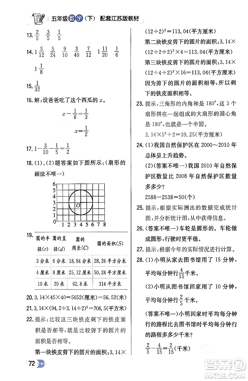 遼海出版社2024年春解透教材五年級數(shù)學(xué)下冊江蘇版答案