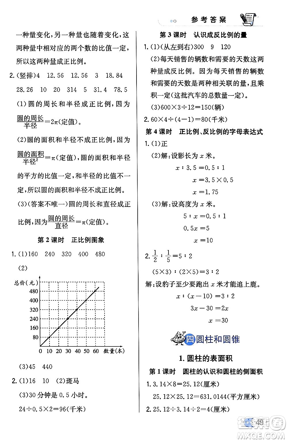 遼海出版社2024年春解透教材六年級數(shù)學下冊冀教版答案