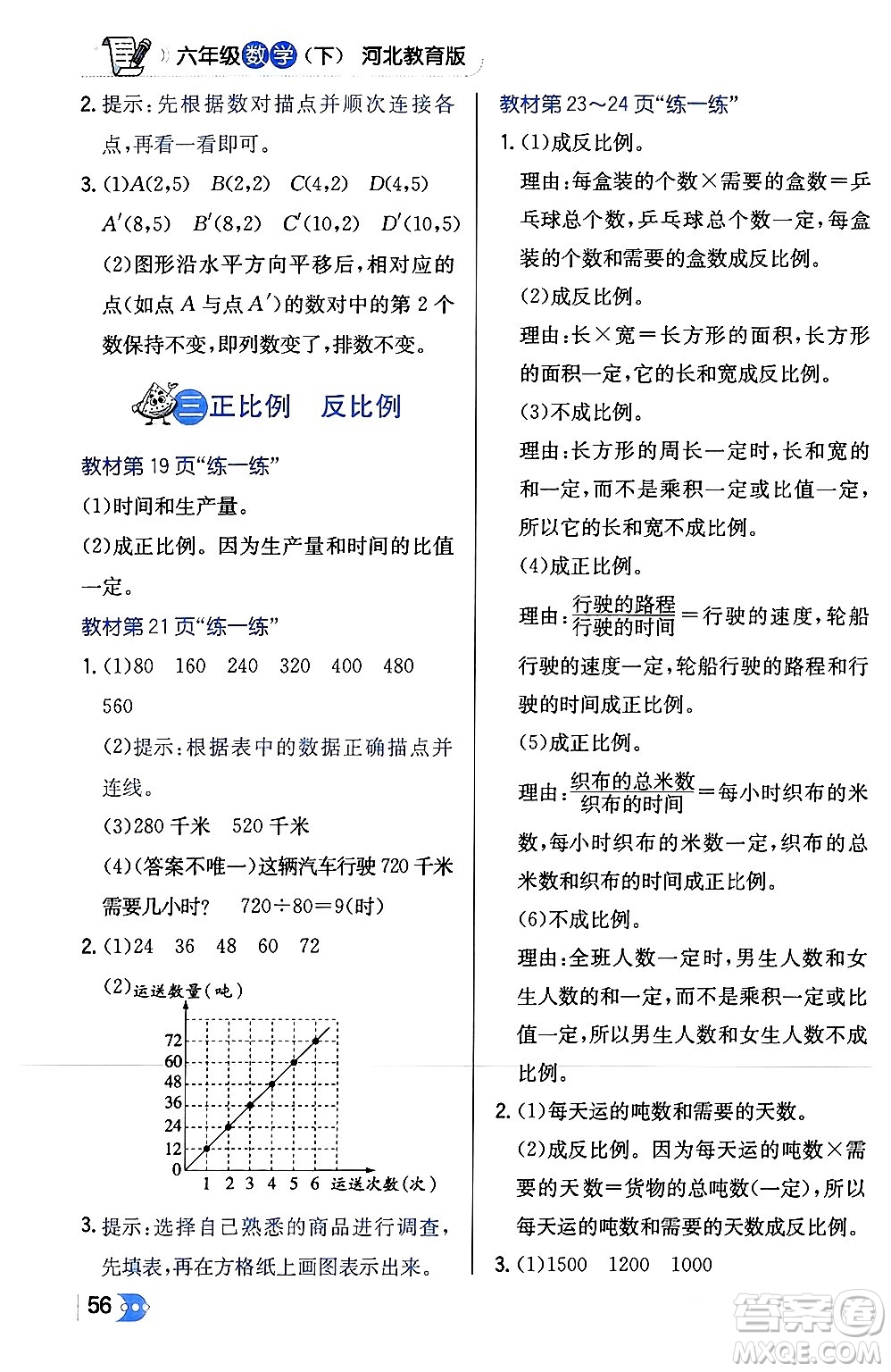 遼海出版社2024年春解透教材六年級數(shù)學下冊冀教版答案