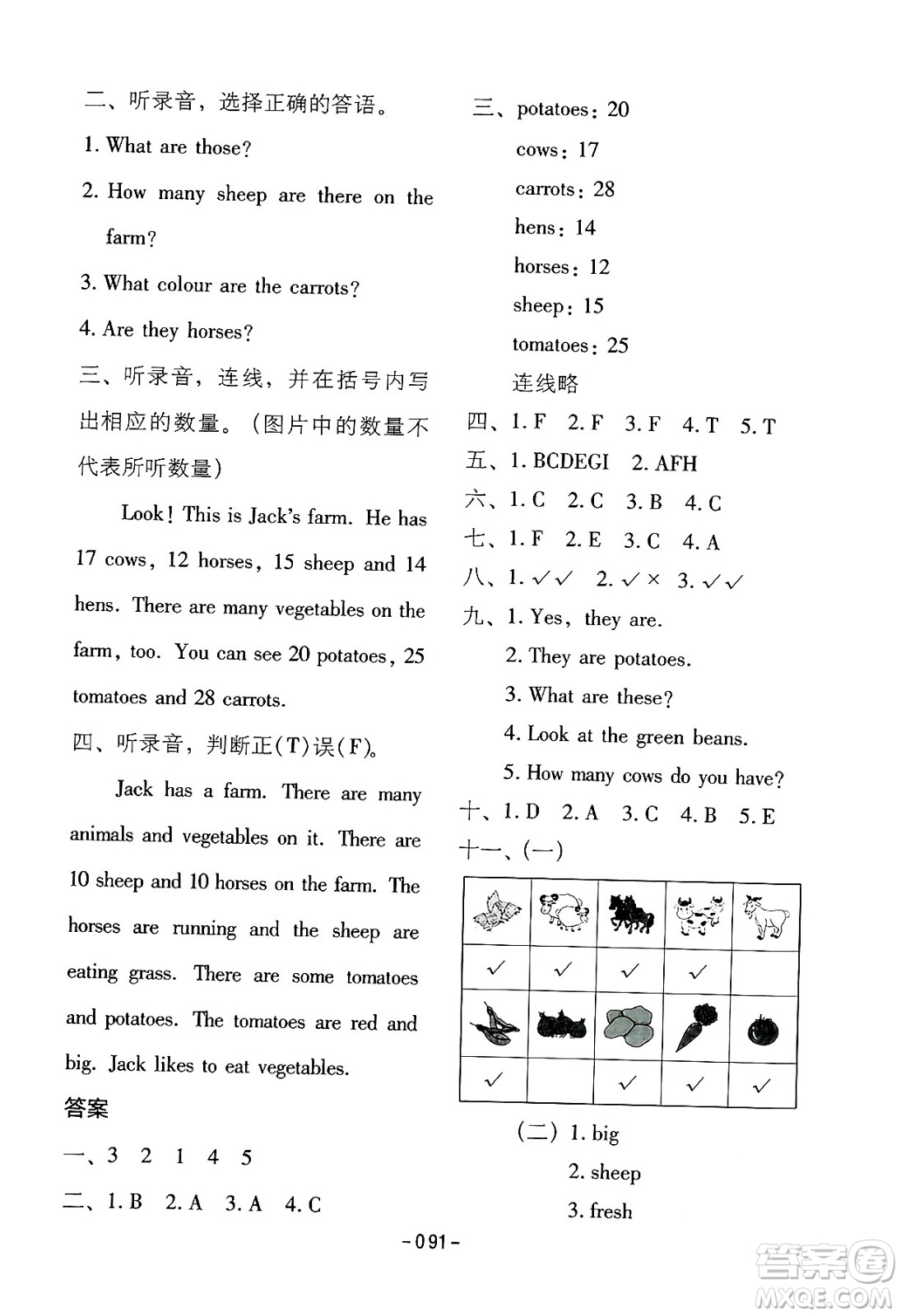 延邊教育出版社2024年春紅對勾作業(yè)本四年級英語下冊人教PEP版答案