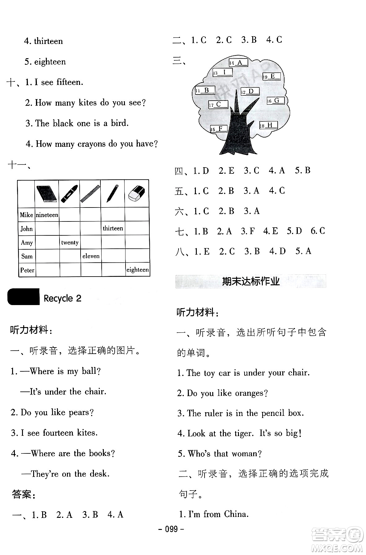 延邊教育出版社2024年春紅對勾作業(yè)本三年級英語下冊人教PEP版答案