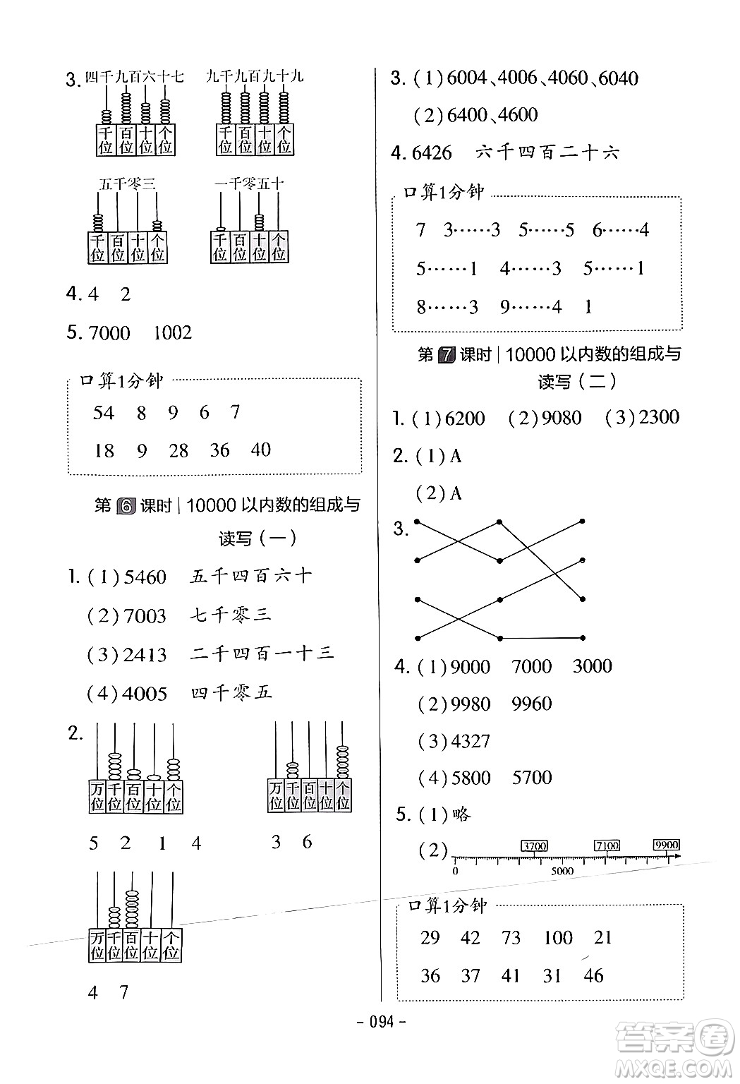 延邊教育出版社2024年春紅對勾作業(yè)本二年級數(shù)學(xué)下冊人教版答案