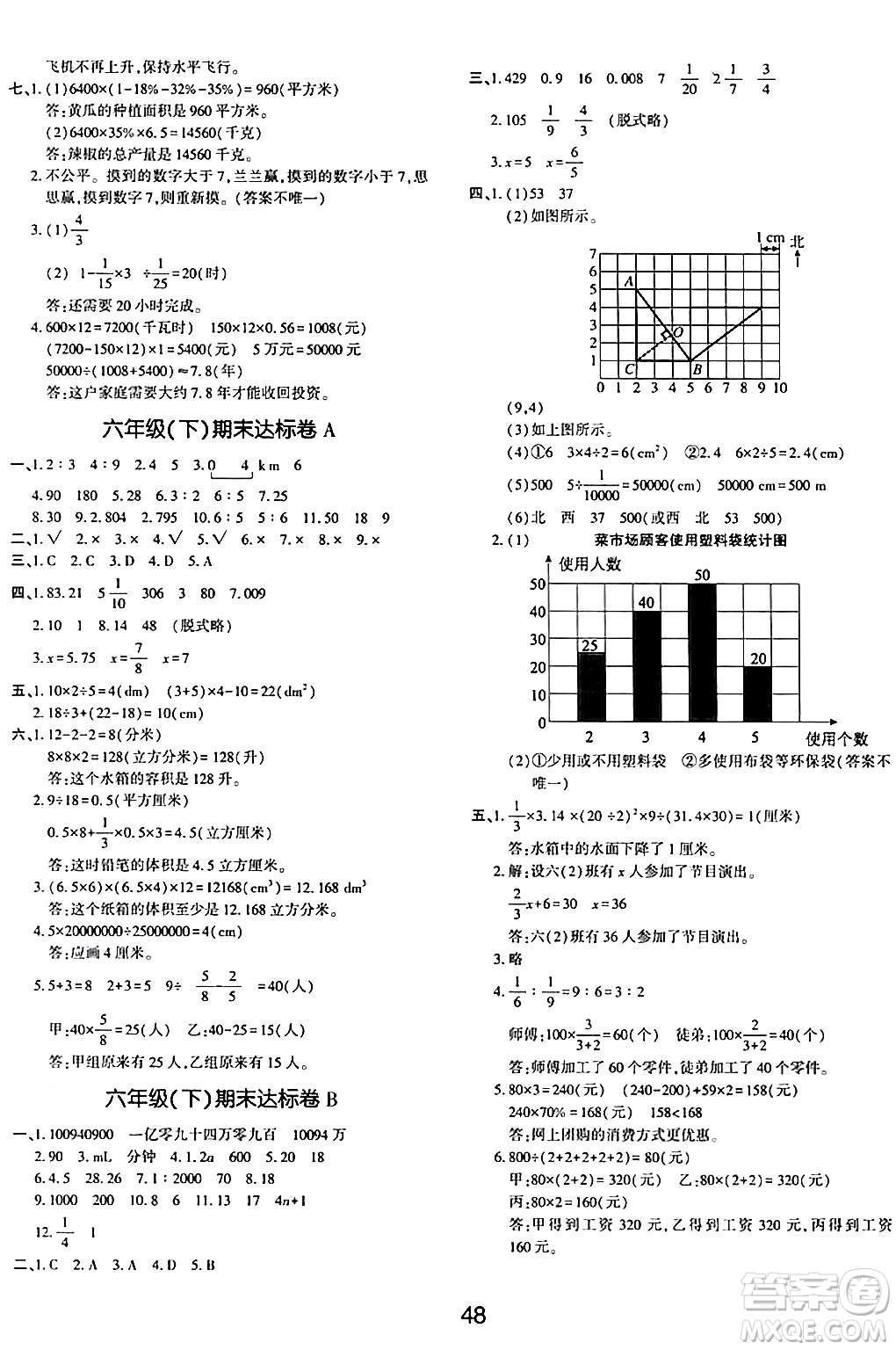 延邊教育出版社2024年春紅對(duì)勾作業(yè)本六年級(jí)數(shù)學(xué)下冊(cè)冀教版答案