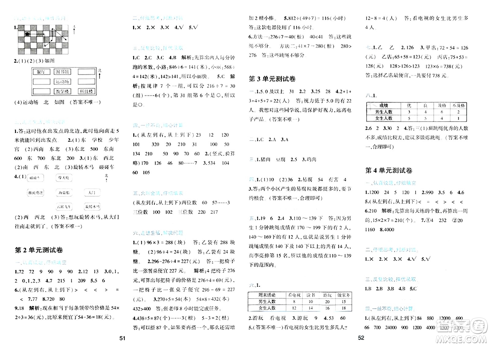 浙江教育出版社2024年春精準(zhǔn)學(xué)與練三年級(jí)數(shù)學(xué)下冊(cè)人教版答案