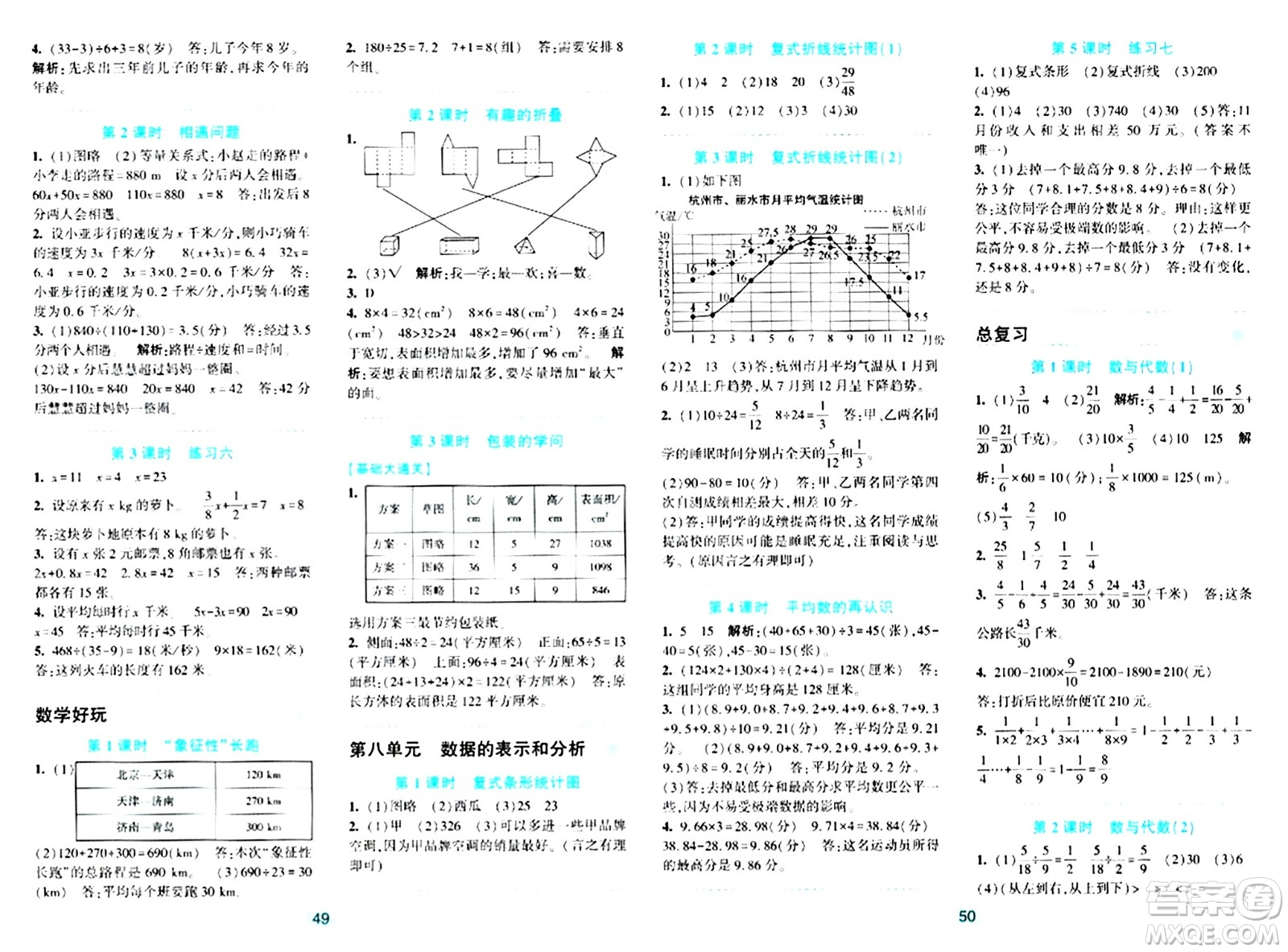 浙江教育出版社2024年春精準(zhǔn)學(xué)與練五年級(jí)數(shù)學(xué)下冊北師大版答案