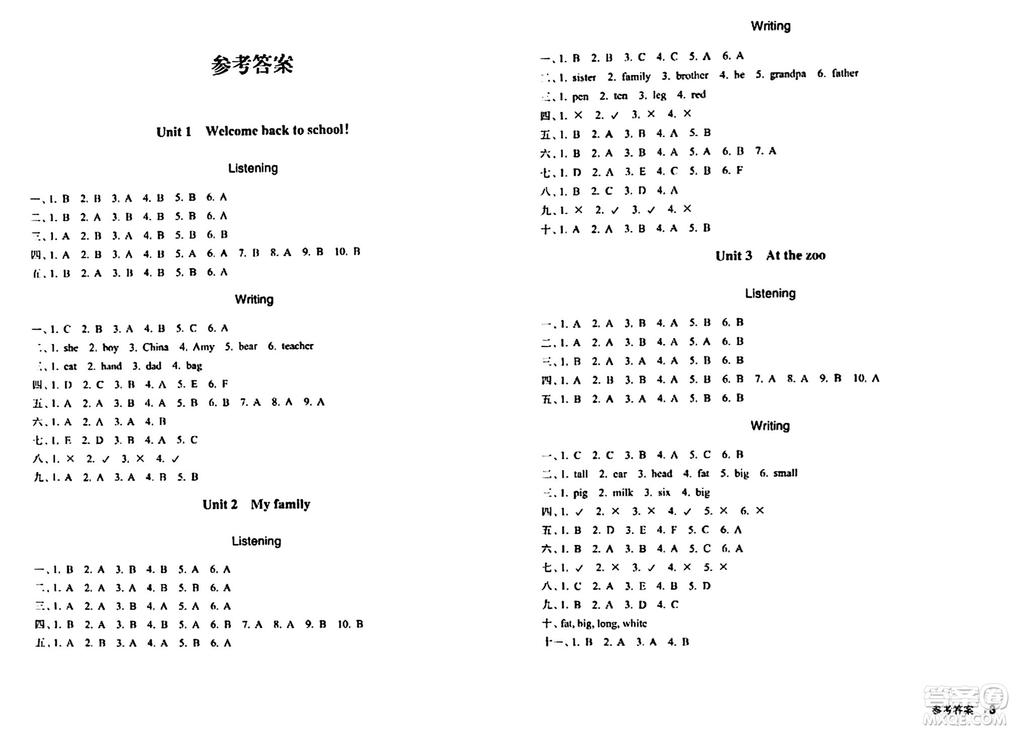 浙江教育出版社2024年春鞏固與提高三年級(jí)英語(yǔ)下冊(cè)通用版答案