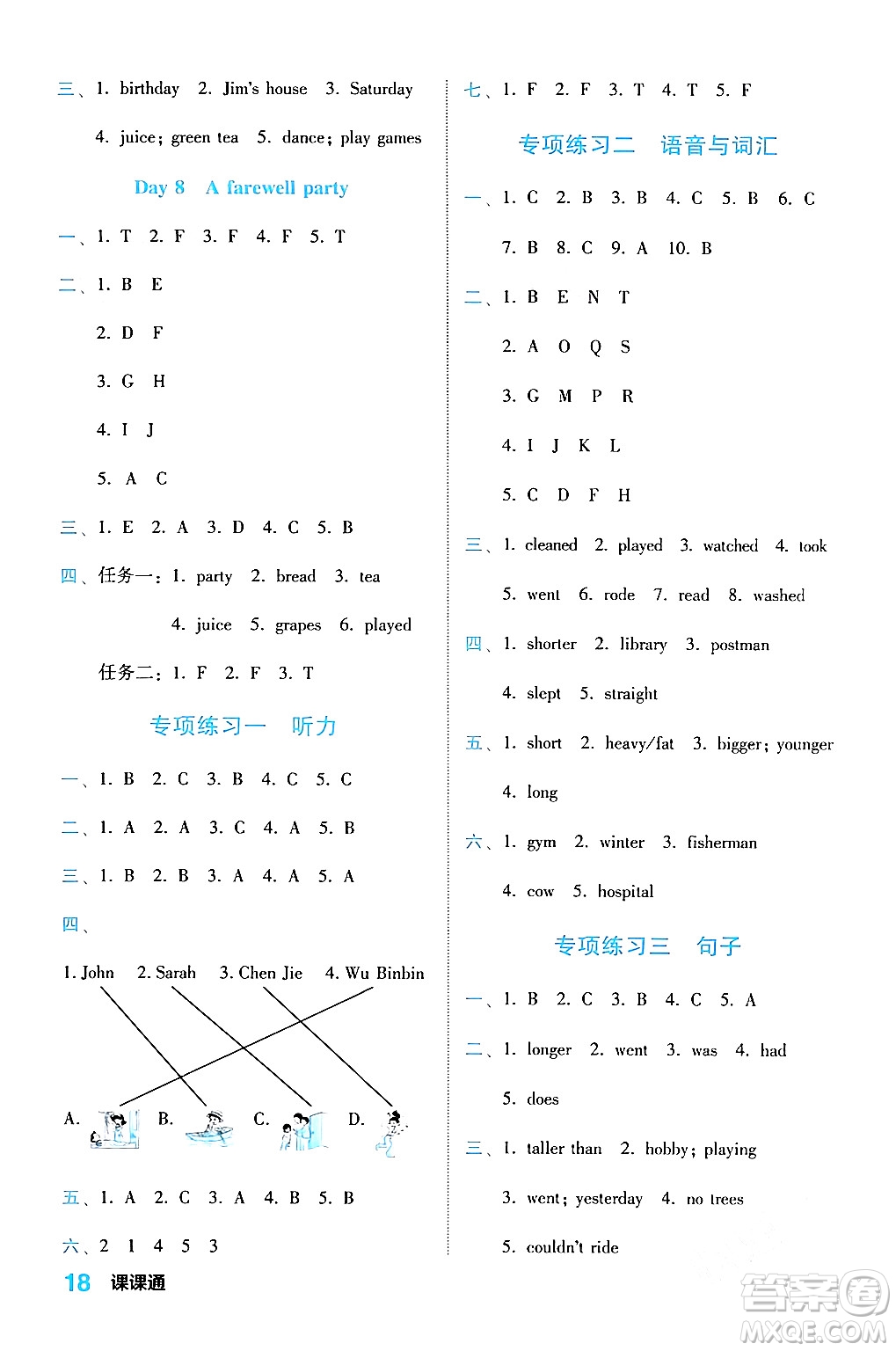 合肥工業(yè)大學(xué)出版社2024年春黃岡課課通同步隨堂檢測六年級英語下冊人教版答案