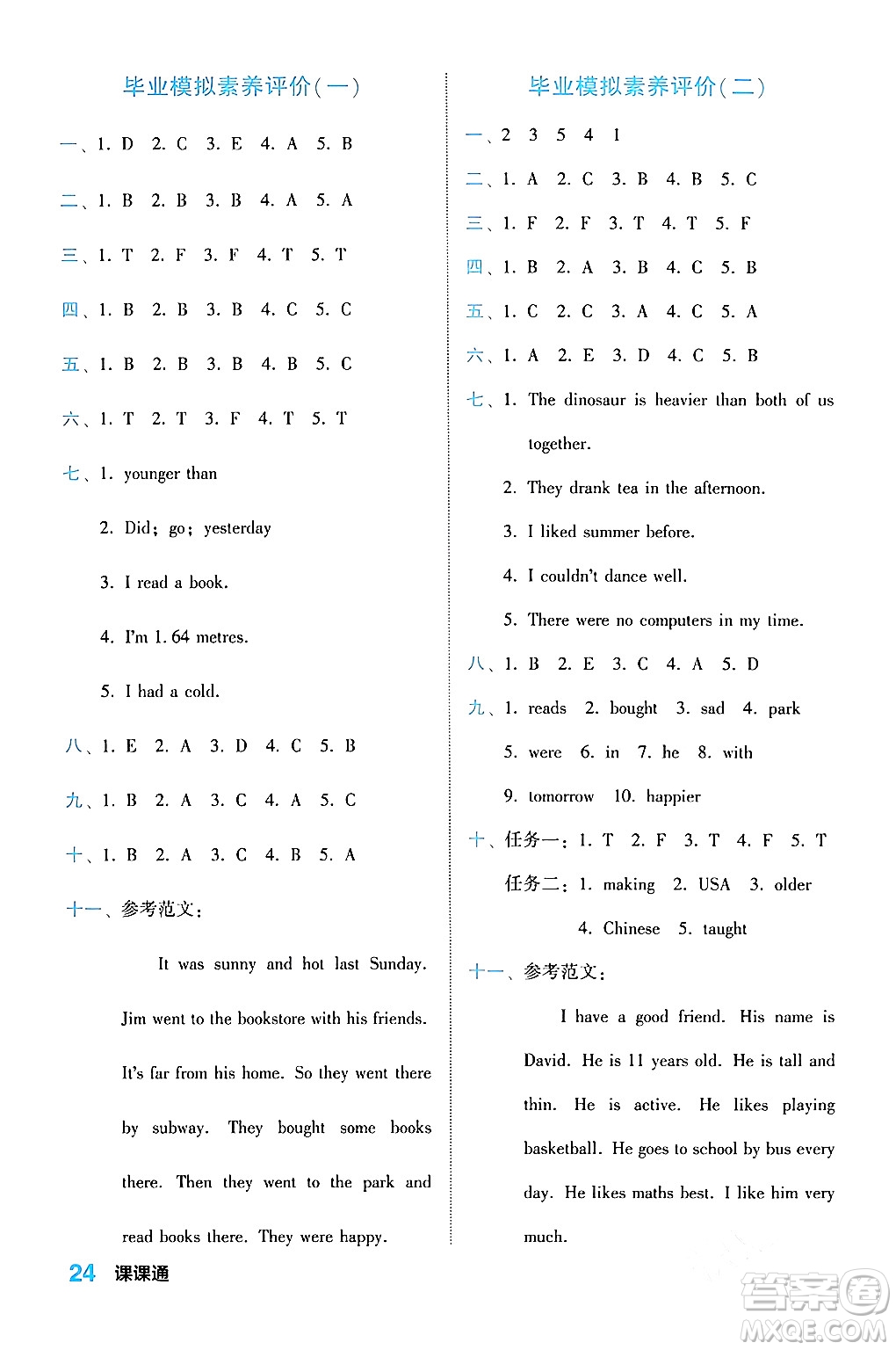 合肥工業(yè)大學(xué)出版社2024年春黃岡課課通同步隨堂檢測六年級英語下冊人教版答案