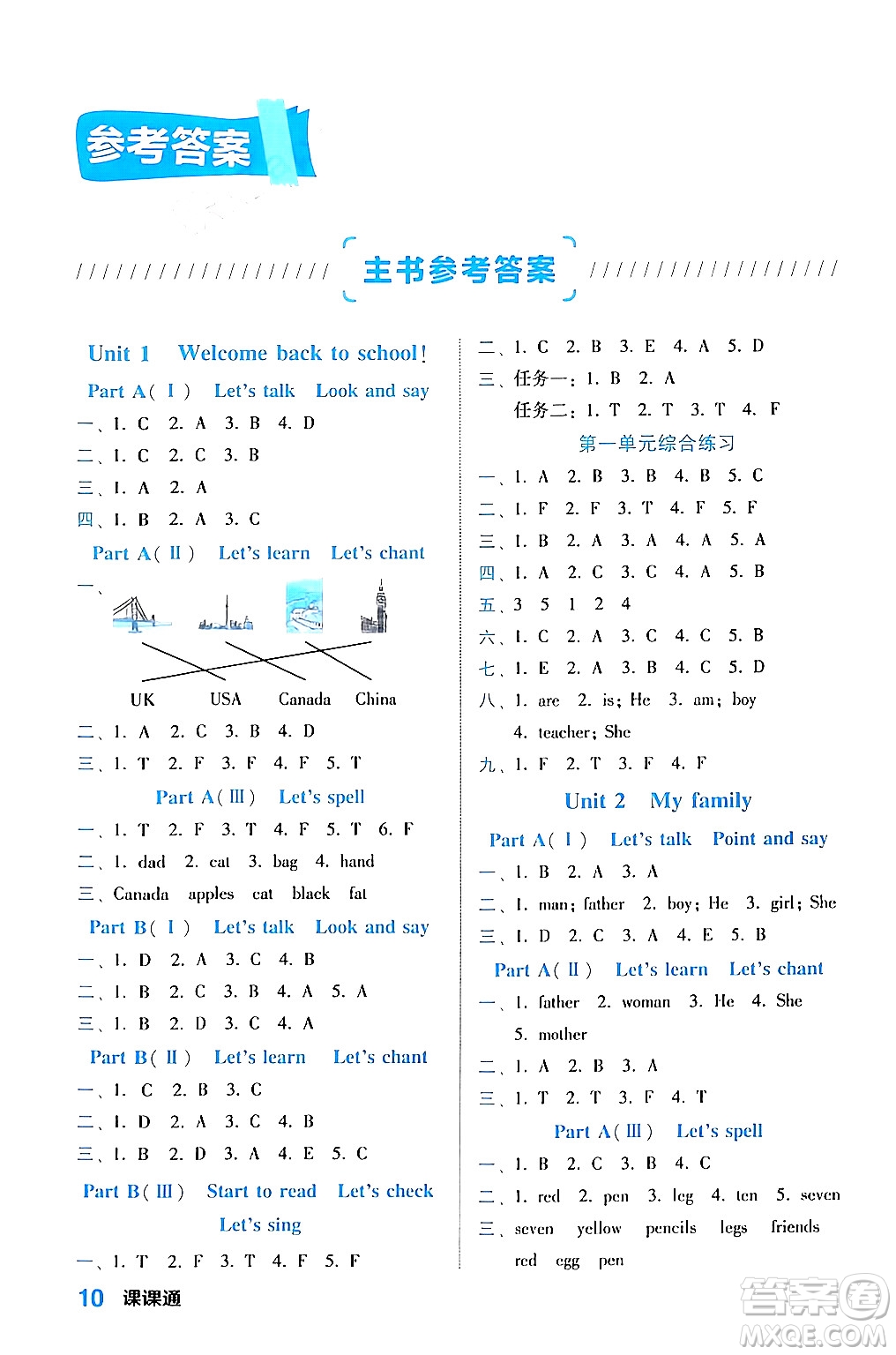 合肥工業(yè)大學(xué)出版社2024年春黃岡課課通同步隨堂檢測(cè)三年級(jí)英語下冊(cè)人教版答案