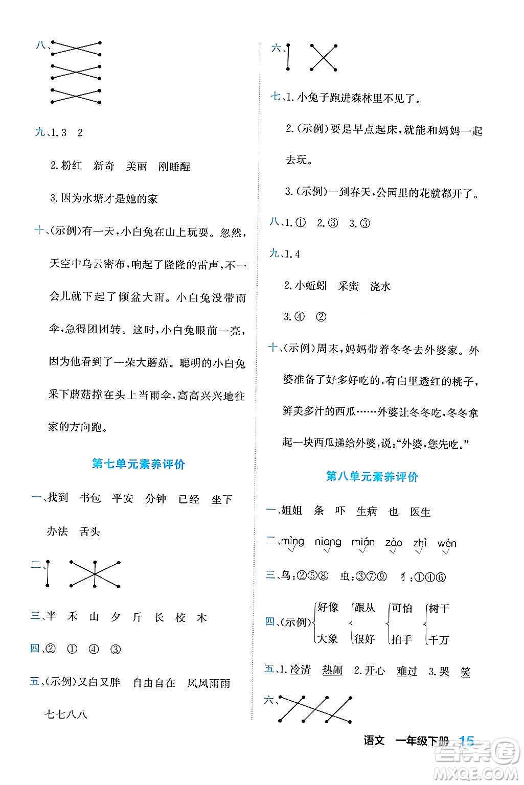 合肥工業(yè)大學(xué)出版社2024年春黃岡課課通同步隨堂檢測一年級(jí)語文下冊通用版答案