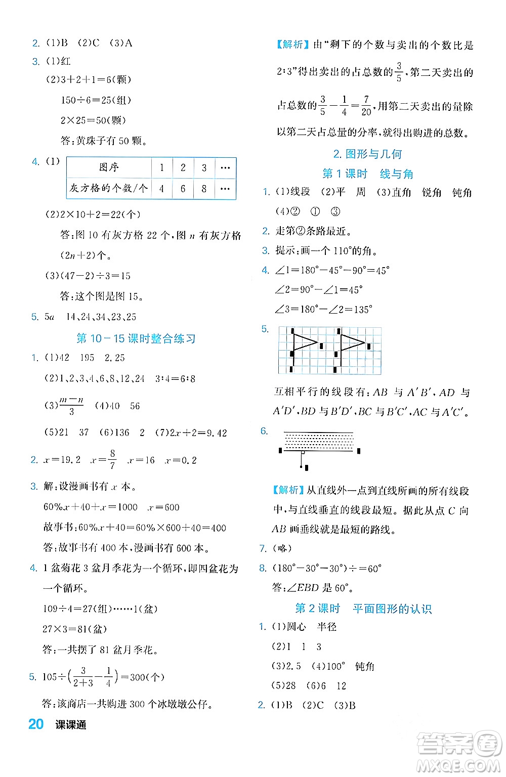 合肥工業(yè)大學(xué)出版社2024年春黃岡課課通同步隨堂檢測(cè)六年級(jí)數(shù)學(xué)下冊(cè)北師大版答案