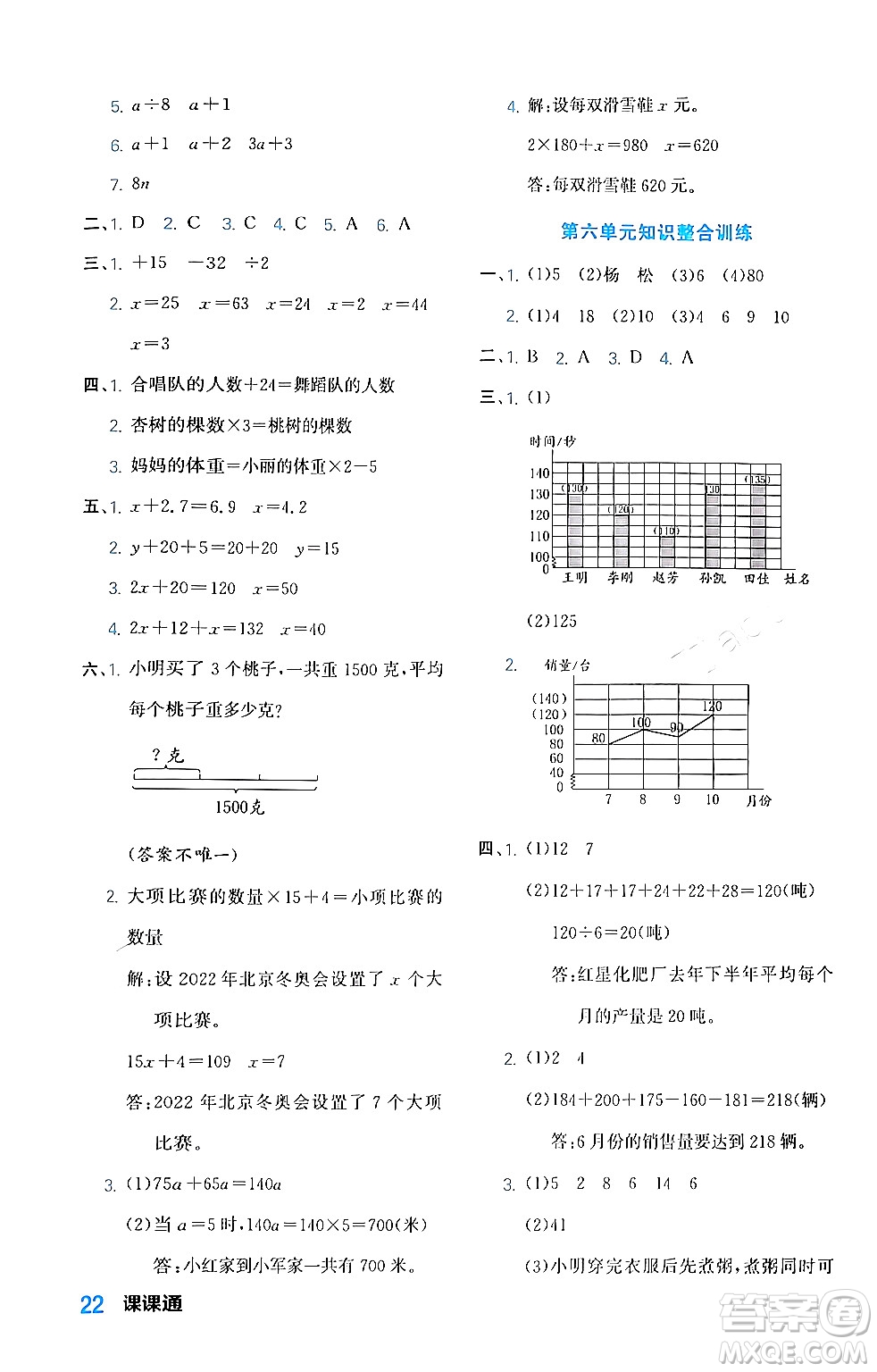 合肥工業(yè)大學(xué)出版社2024年春黃岡課課通同步隨堂檢測(cè)四年級(jí)數(shù)學(xué)下冊(cè)北師大版答案