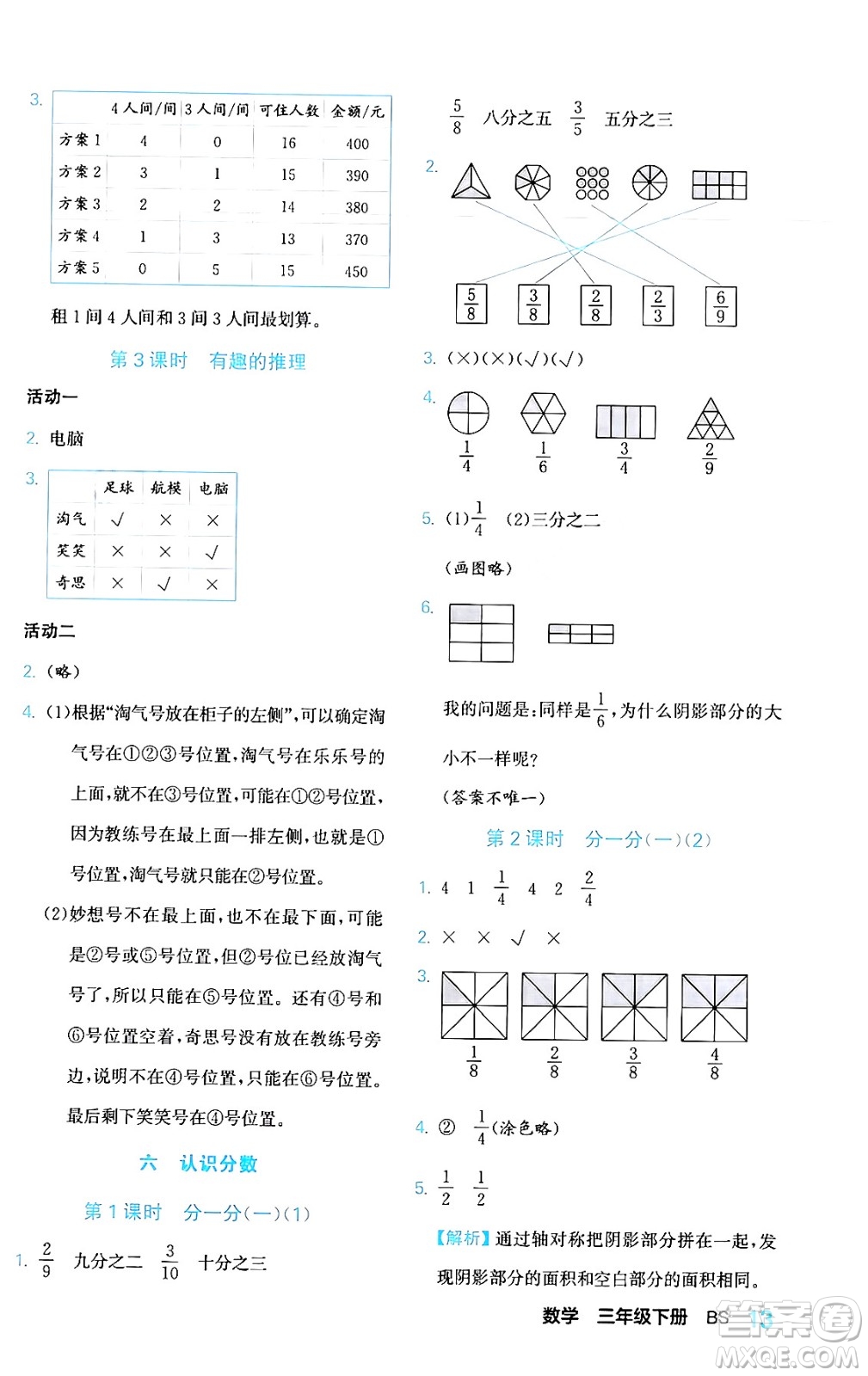 合肥工業(yè)大學(xué)出版社2024年春黃岡課課通同步隨堂檢測三年級數(shù)學(xué)下冊北師大版答案