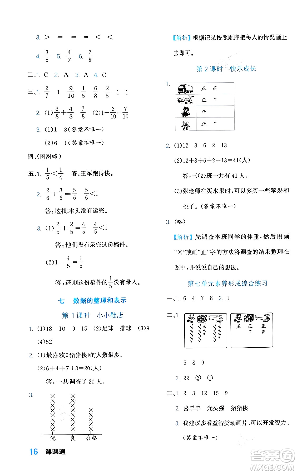 合肥工業(yè)大學(xué)出版社2024年春黃岡課課通同步隨堂檢測三年級數(shù)學(xué)下冊北師大版答案