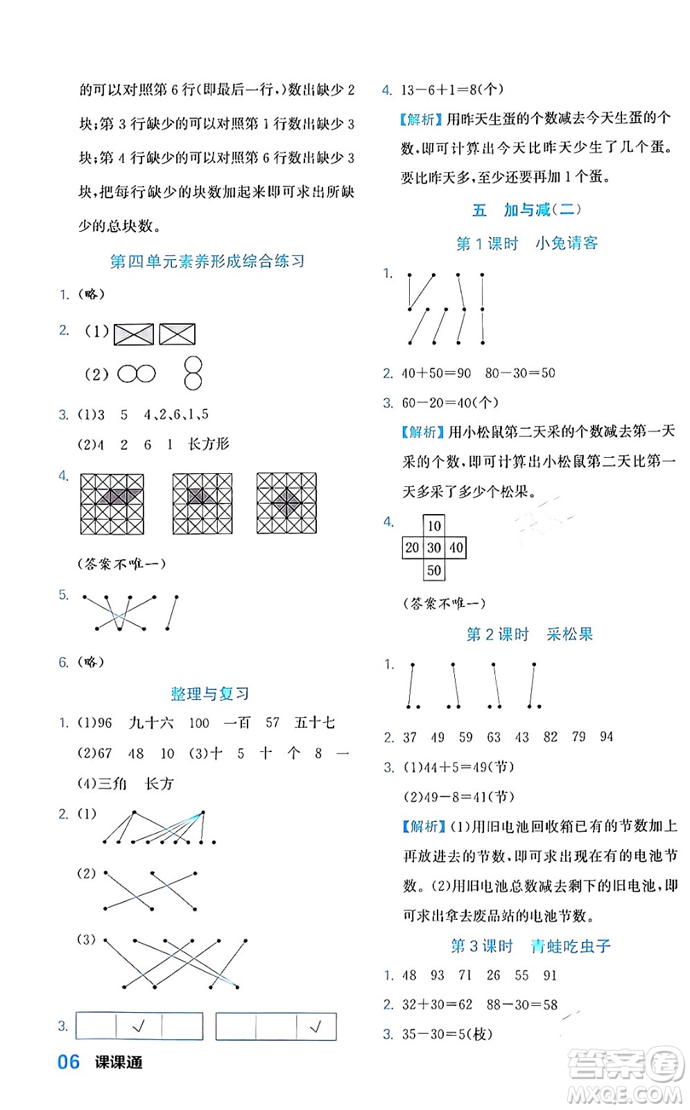 合肥工業(yè)大學(xué)出版社2024年春黃岡課課通同步隨堂檢測一年級數(shù)學(xué)下冊北師大版答案