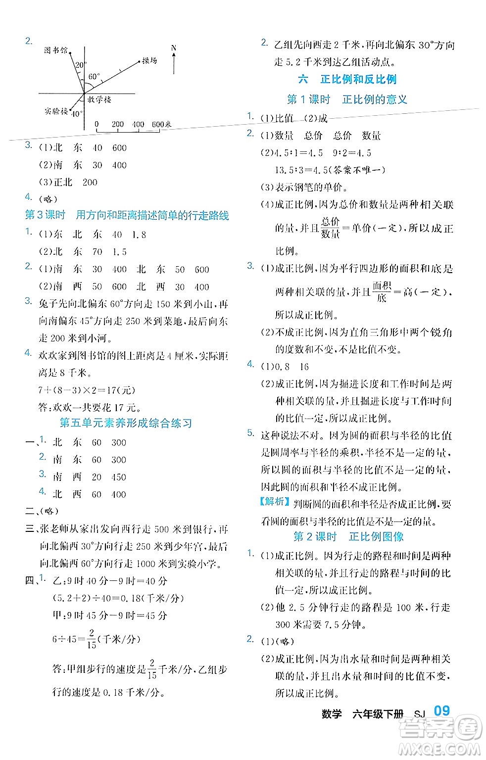 合肥工業(yè)大學(xué)出版社2024年春黃岡課課通同步隨堂檢測六年級數(shù)學(xué)下冊蘇教版答案