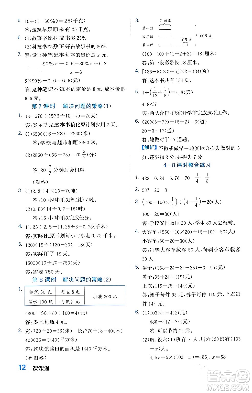 合肥工業(yè)大學(xué)出版社2024年春黃岡課課通同步隨堂檢測六年級數(shù)學(xué)下冊蘇教版答案