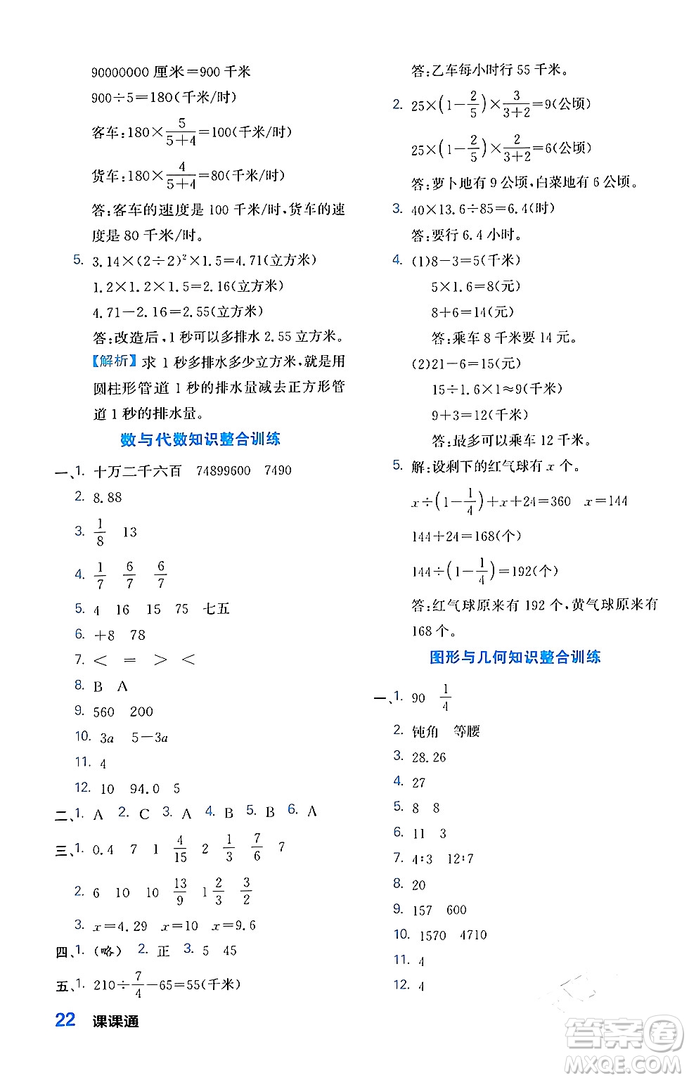 合肥工業(yè)大學(xué)出版社2024年春黃岡課課通同步隨堂檢測六年級數(shù)學(xué)下冊蘇教版答案