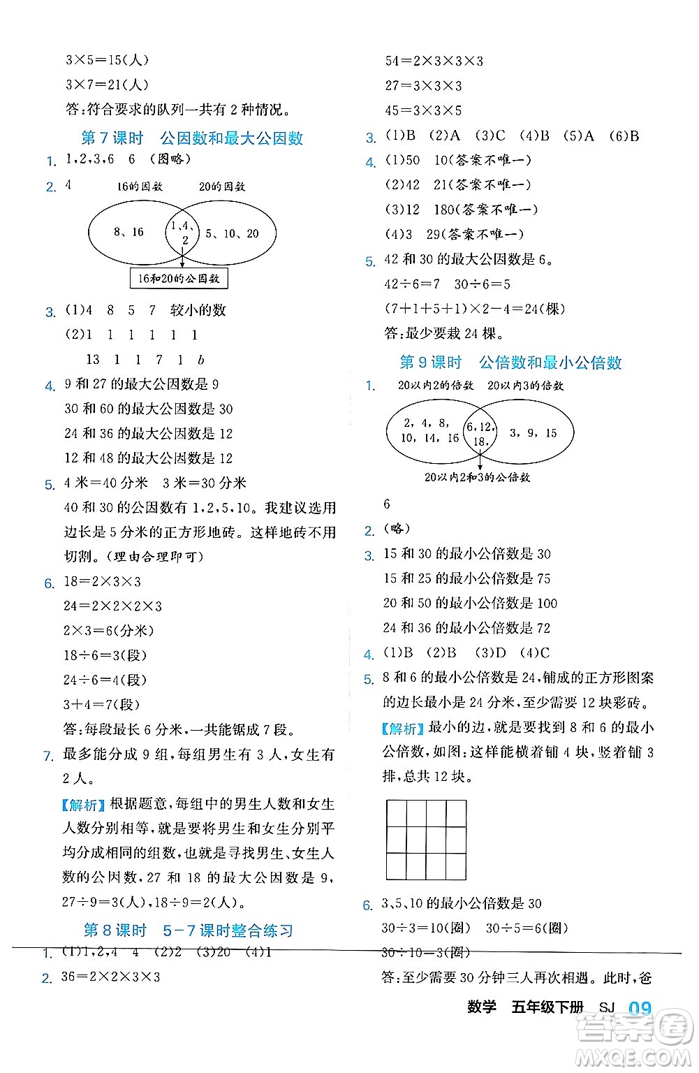 合肥工業(yè)大學(xué)出版社2024年春黃岡課課通同步隨堂檢測五年級數(shù)學(xué)下冊蘇教版答案